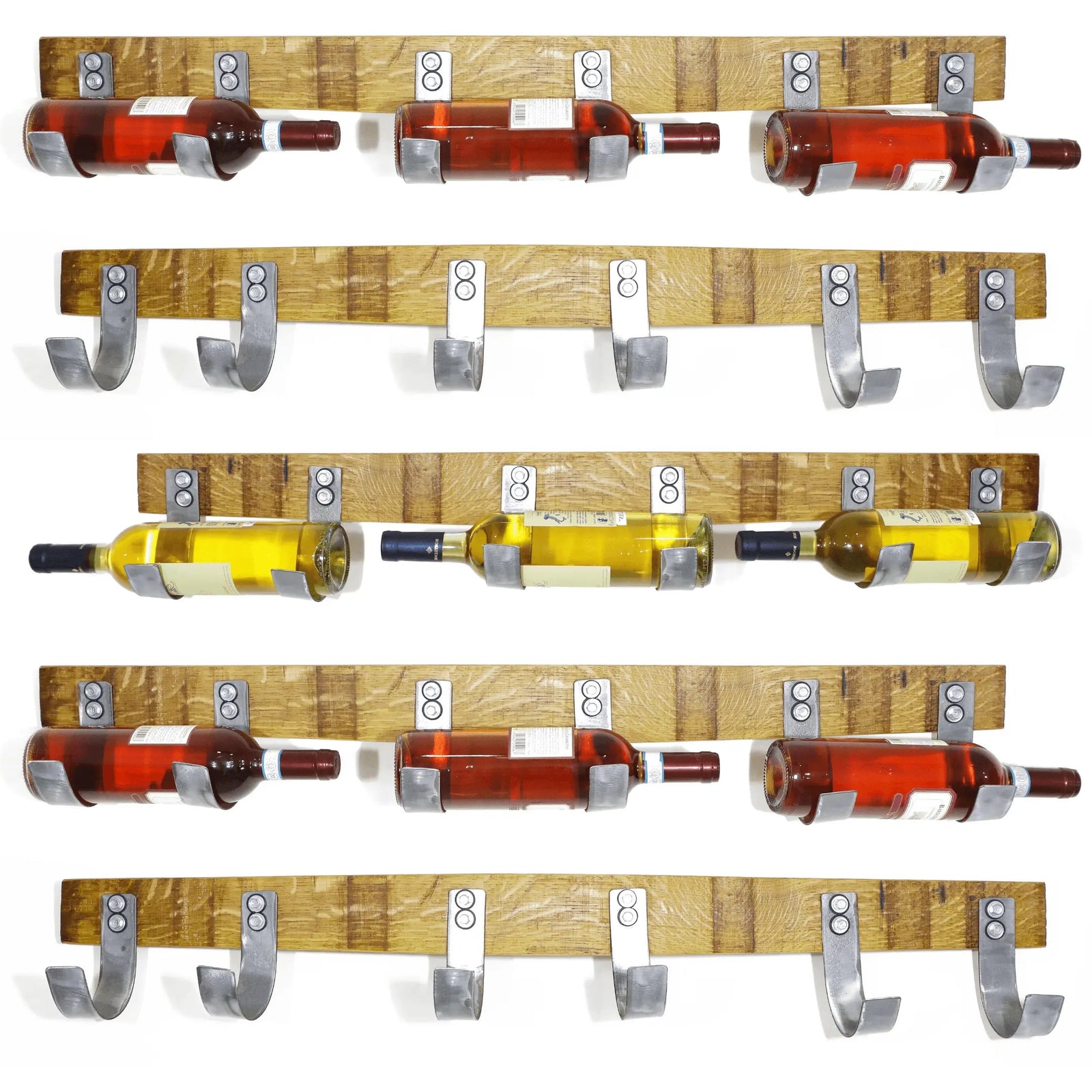 Soporte para 3 botellas de vino en forma de barril - Botellero de pared - Botellero rústico - Almacenamiento de vino único