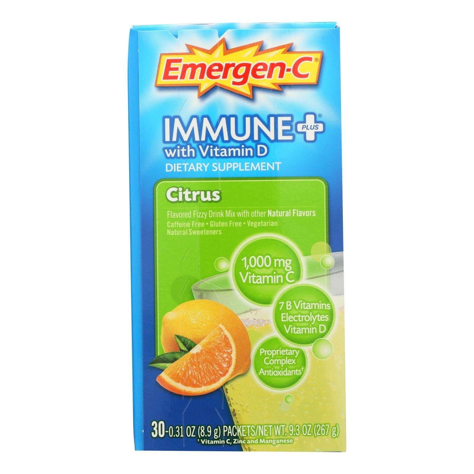 Alacer Emergen-C Immune Plus con vitamina D cítrica (30 sobres)