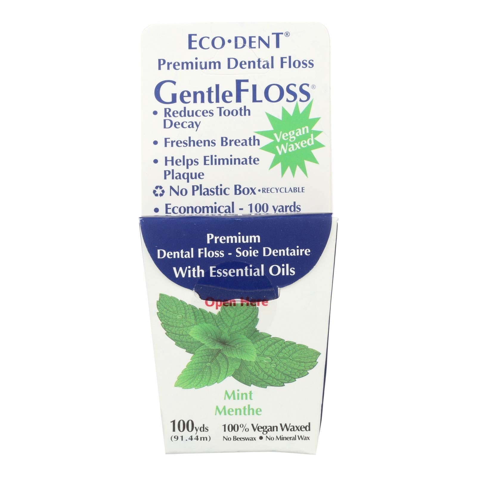 Hilo dental Eco-Dent Gentlefloss: Hilo dental refrescante con menta, 600 yardas
