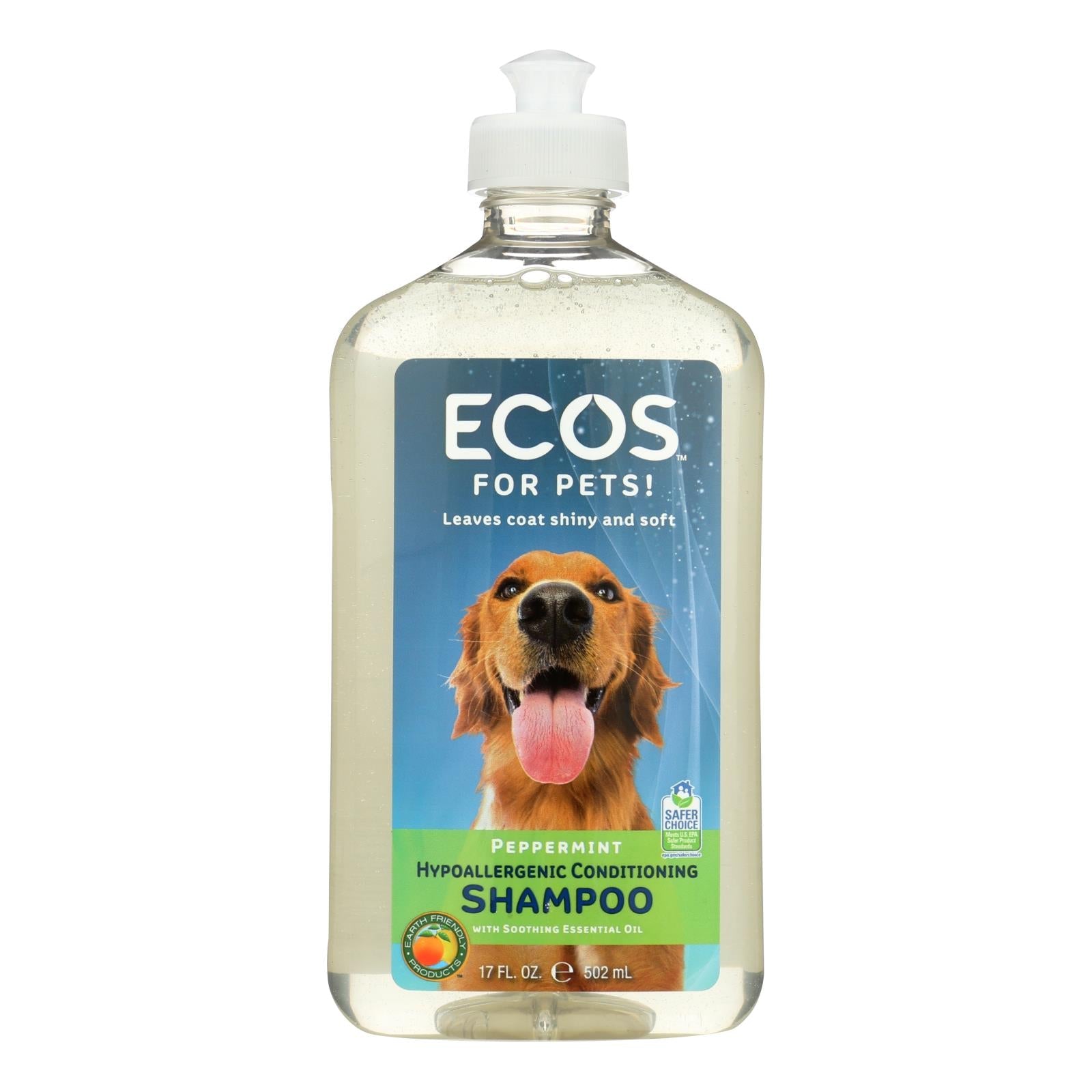 Champú acondicionador para mascotas Ecos - Menta calmante para piel sensible - 500 ml