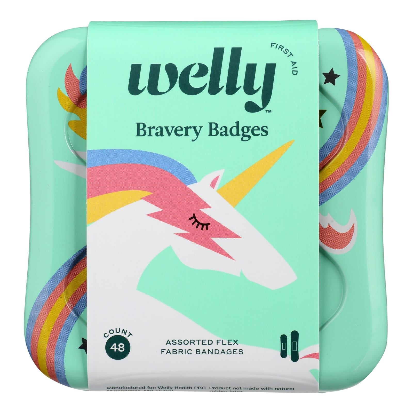 Welly First Aid - Vendas adhesivas arcoíris para niños (paquete de 6, 48 unidades)