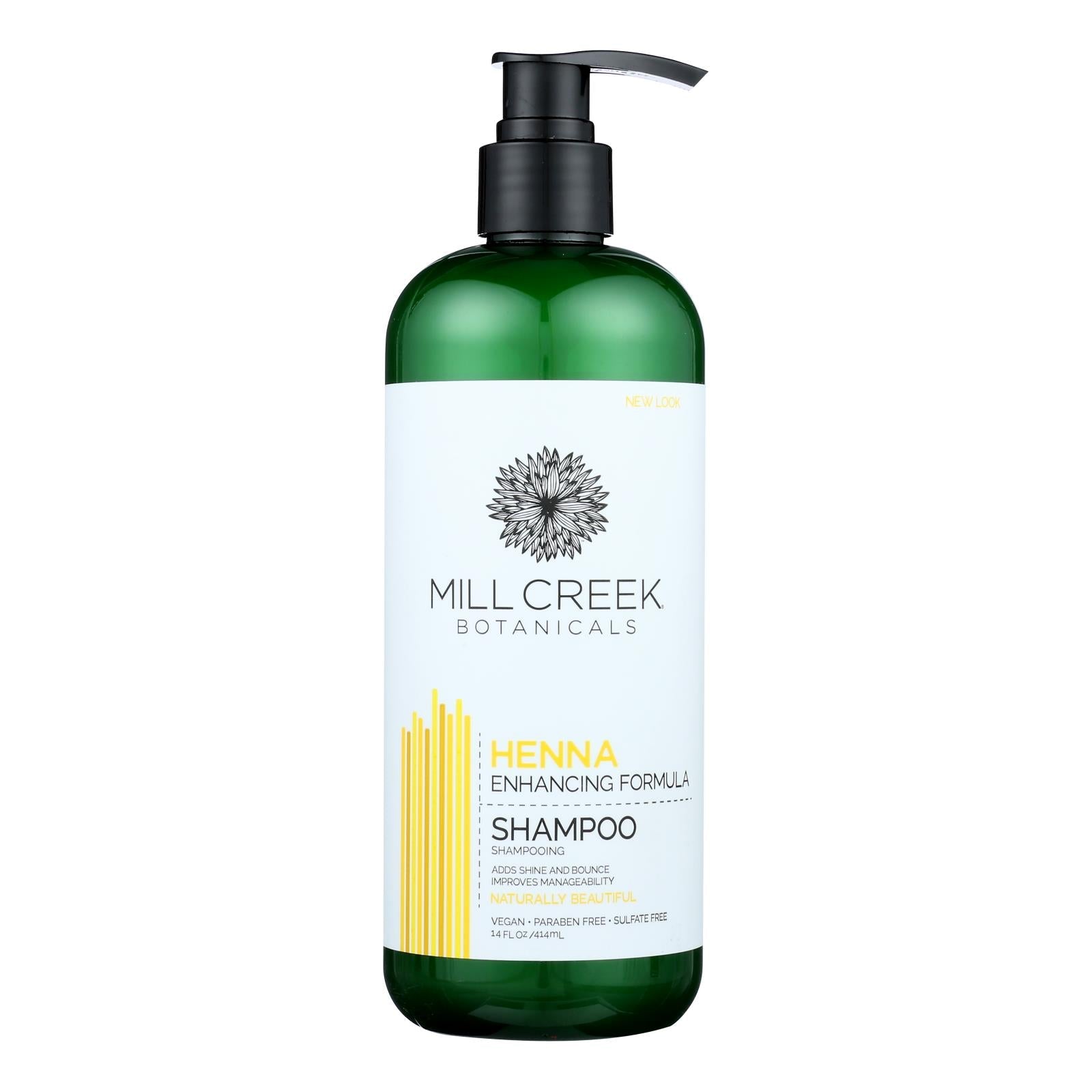 Champú de henna Mill Creek Botanicals para un cabello nutrido y sedoso (14 onzas líquidas)