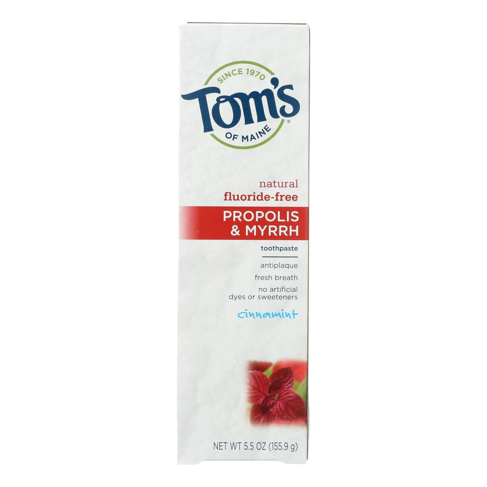 Pasta dental antibacteriana de propóleo y mirra de Tom's of Maine, sabor a canela, 5.5 oz (paquete de 6)