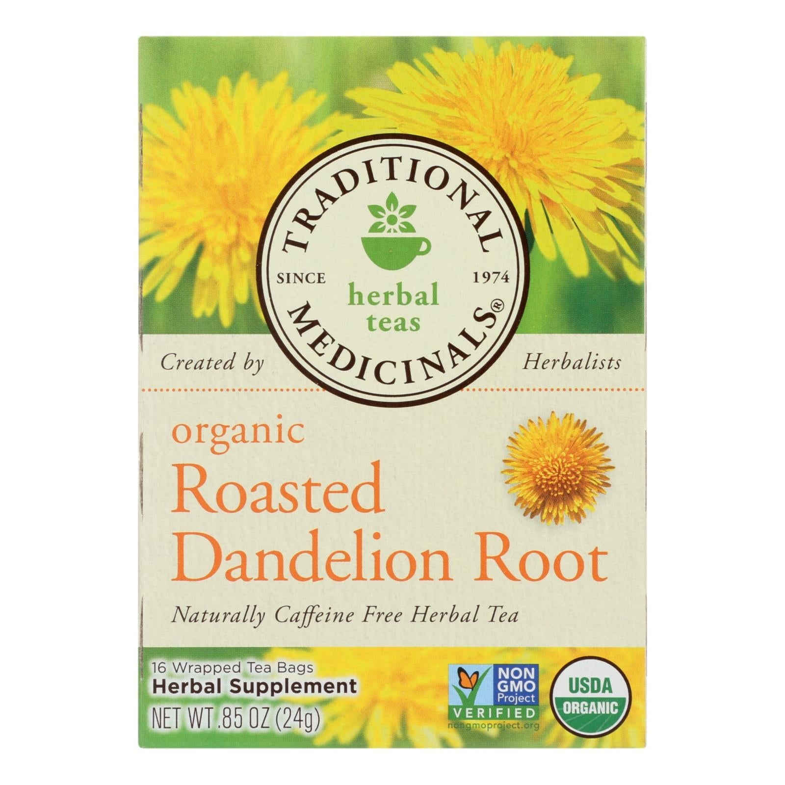 Infusión de raíz de diente de león tostada de Traditional Medicinals - 16 bolsitas (paquete de 6) 