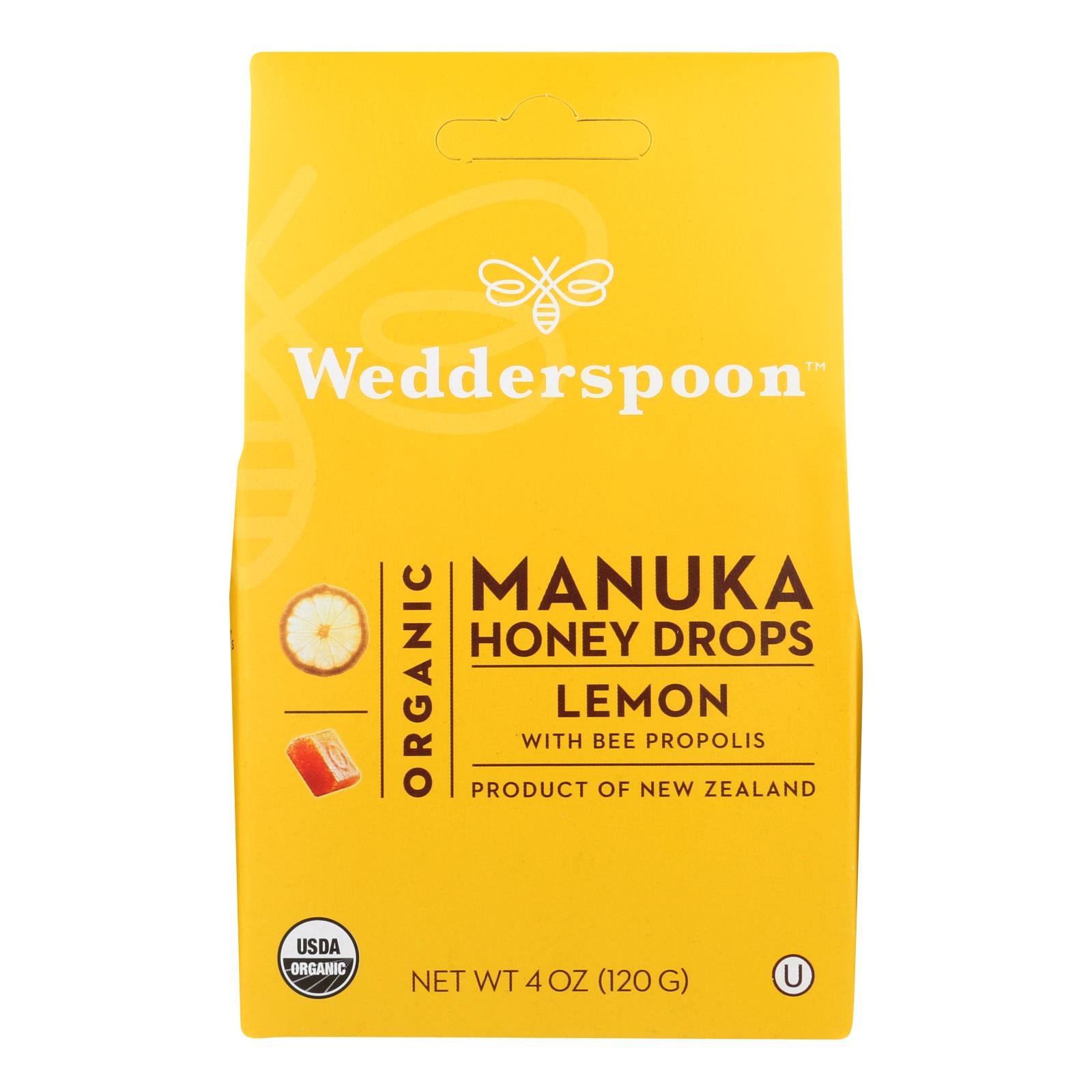 Gotas de miel de Manuka orgánica Wedderspoon - 15+ MGO sabor limón (paquete de 4)