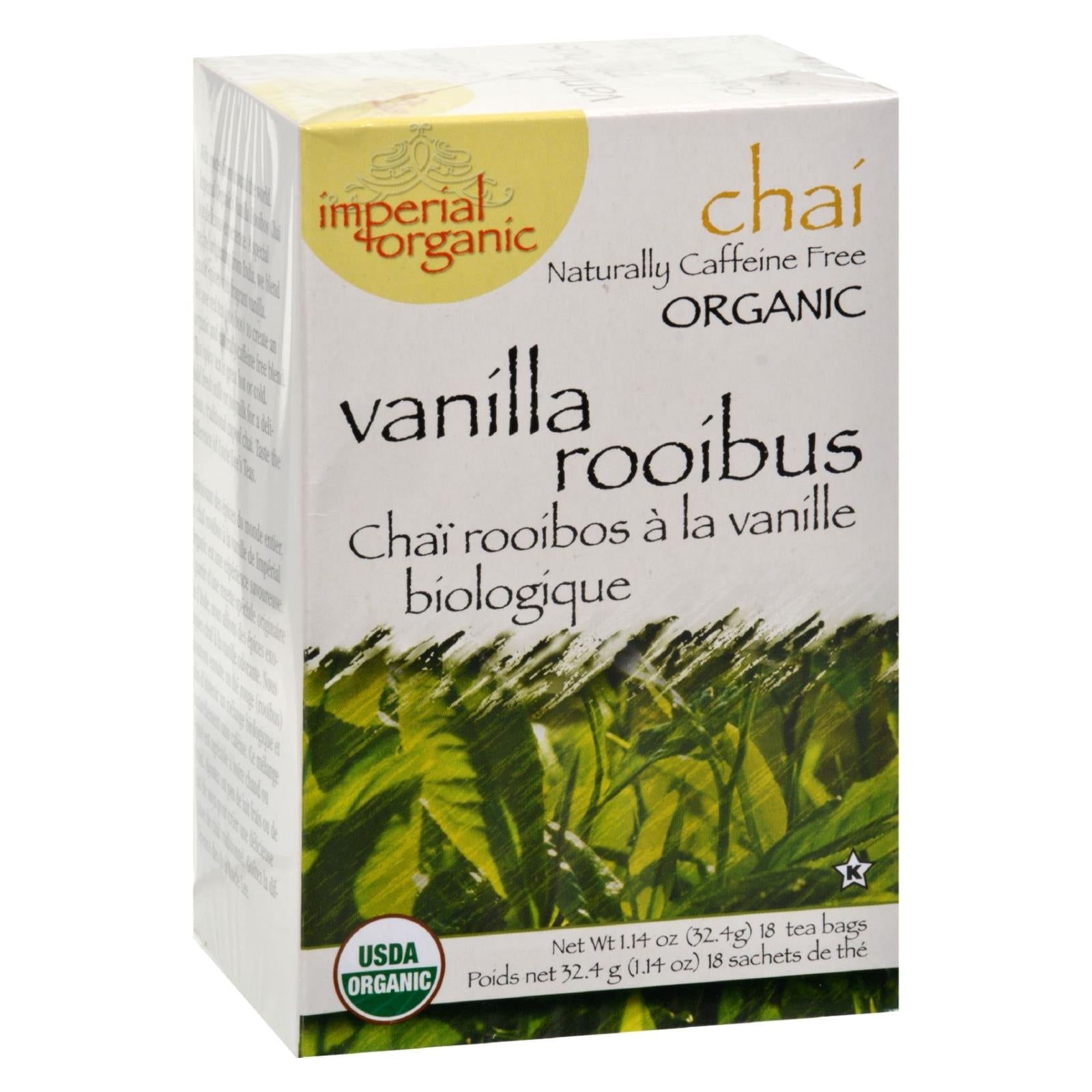 Té Rooibos de vainilla orgánico Imperial del tío Lee, 18 unidades