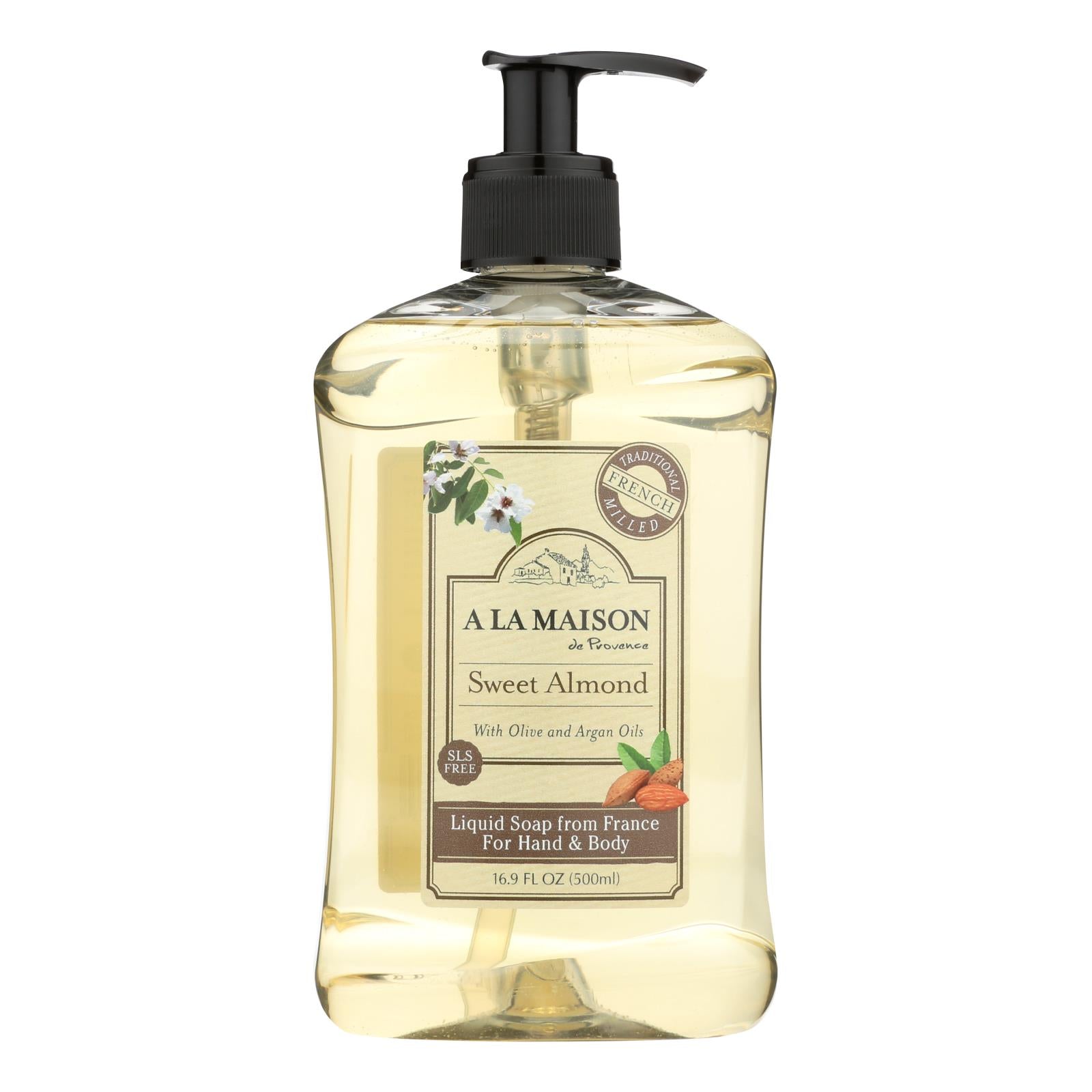 Jabón líquido francés A La Maison, almendra dulce, 500 ml