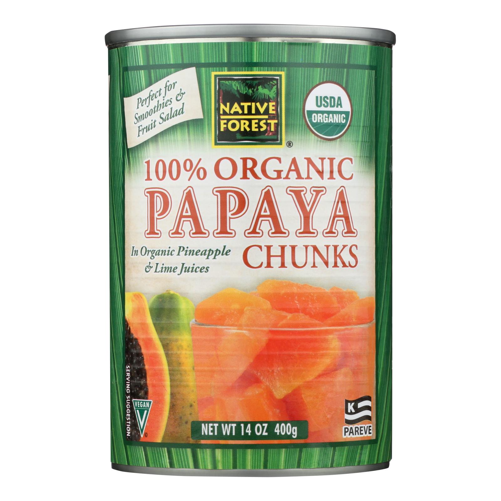 Native Forest Organic Papaya Chunks, 14 Oz. (Pack of 6)