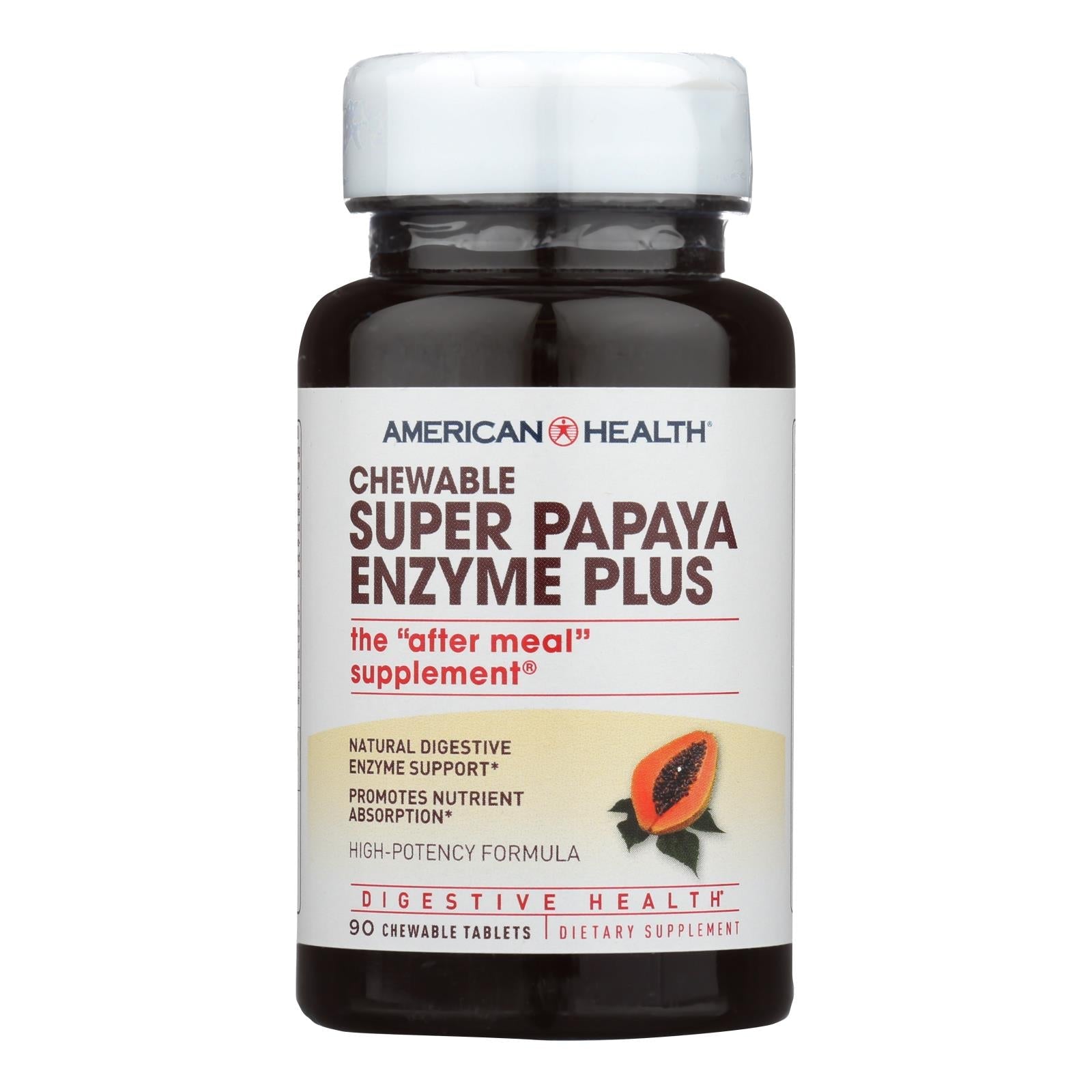 Comprimidos masticables Super Papaya Enzyme Plus de American Health para favorecer la digestión (90 unidades)