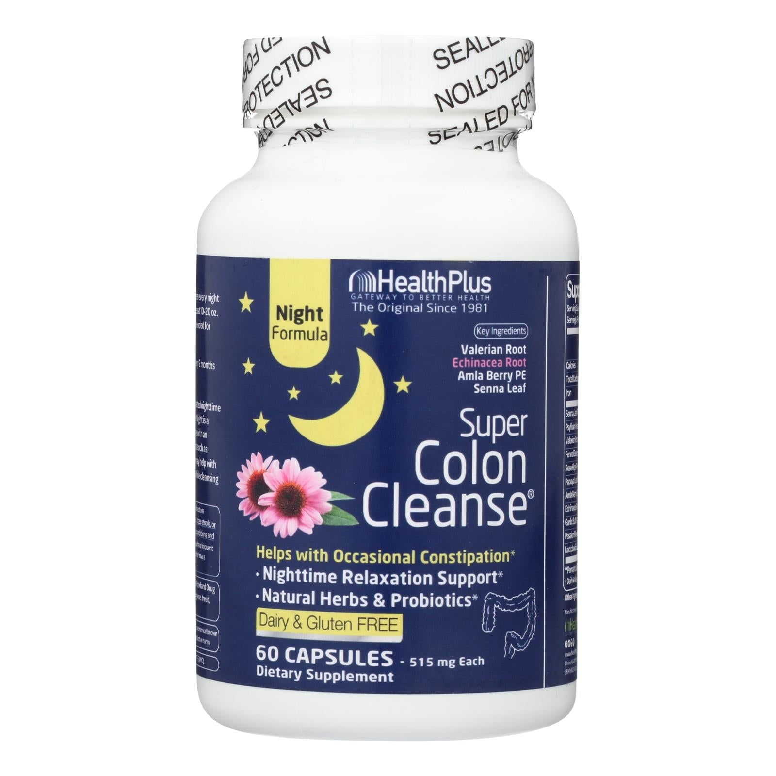 Fórmula nocturna Health Plus Super Colon Cleanse (paquete de 90 cápsulas)