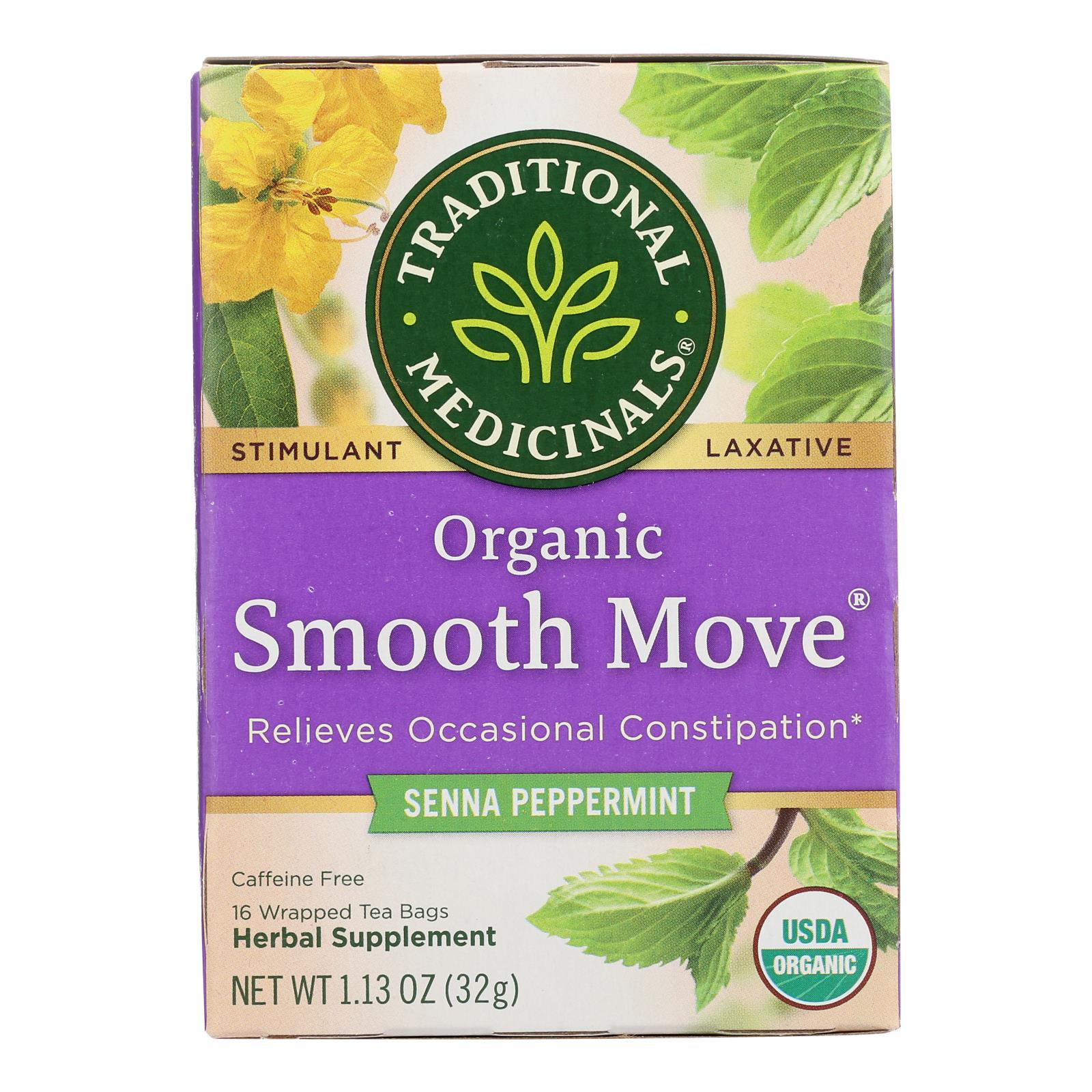 Té de menta piperita de Traditional Medicinals, orgánico, Smooth Move, 16 bolsitas (paquete de 6)