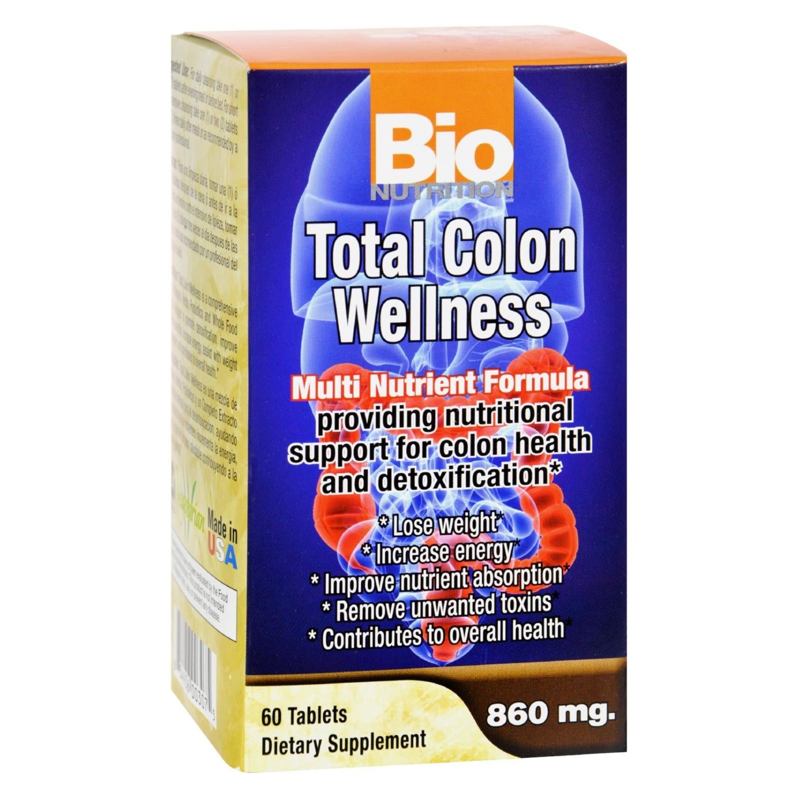 Bio Nutrition Bienestar Total del Colon (60 Tabletas): Promueve la Salud Digestiva y la Desintoxicación