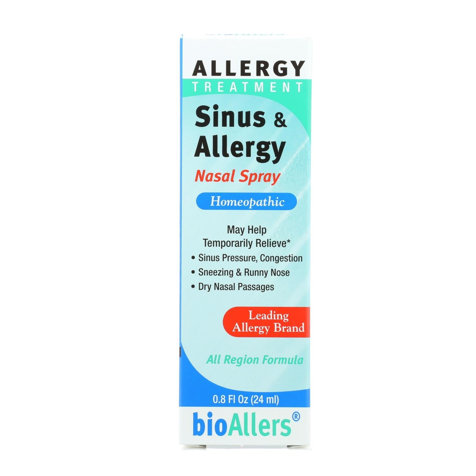 Bio-Allers Spray nasal para el alivio de la sinusitis y las alergias, 0.8 onzas líquidas 