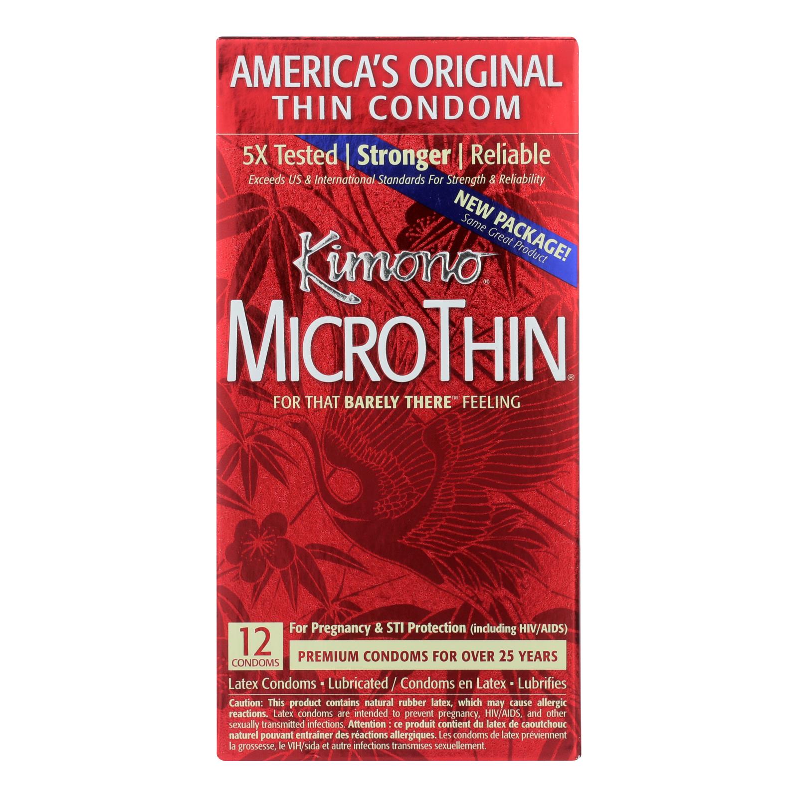 Condones de látex lubricados ultrafinos Kimono de Mayer Laboratories (paquete de 12)