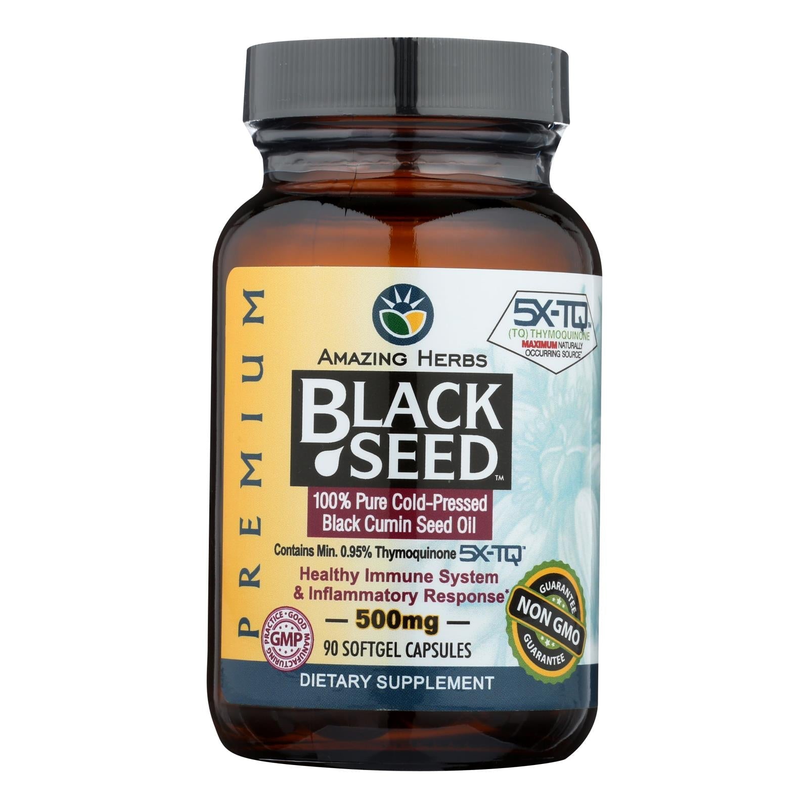 Aceite de semilla negra de Amazing Herbs - 90 cápsulas blandas