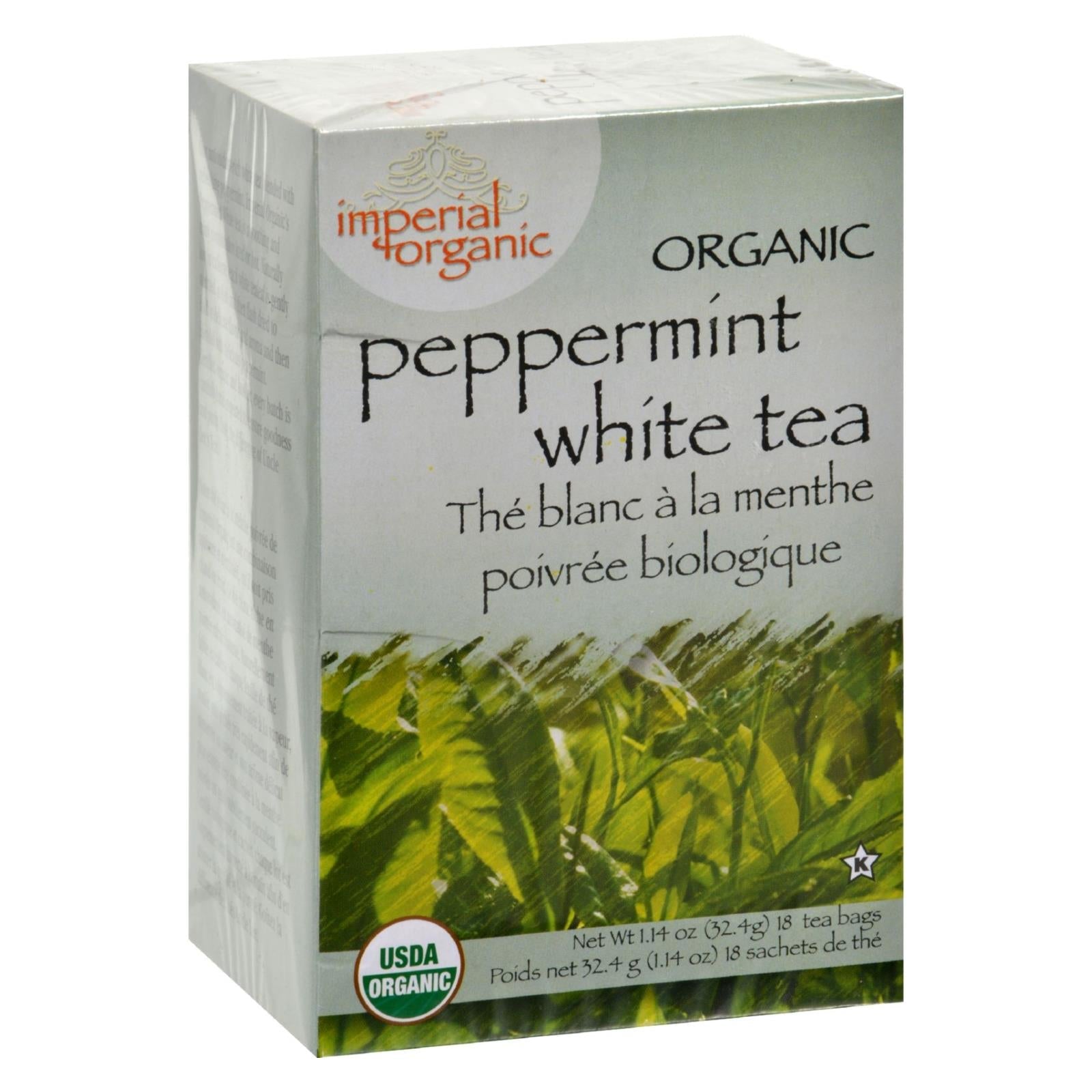 Té blanco de menta orgánica Imperial del tío Lee, 18 bolsitas individuales