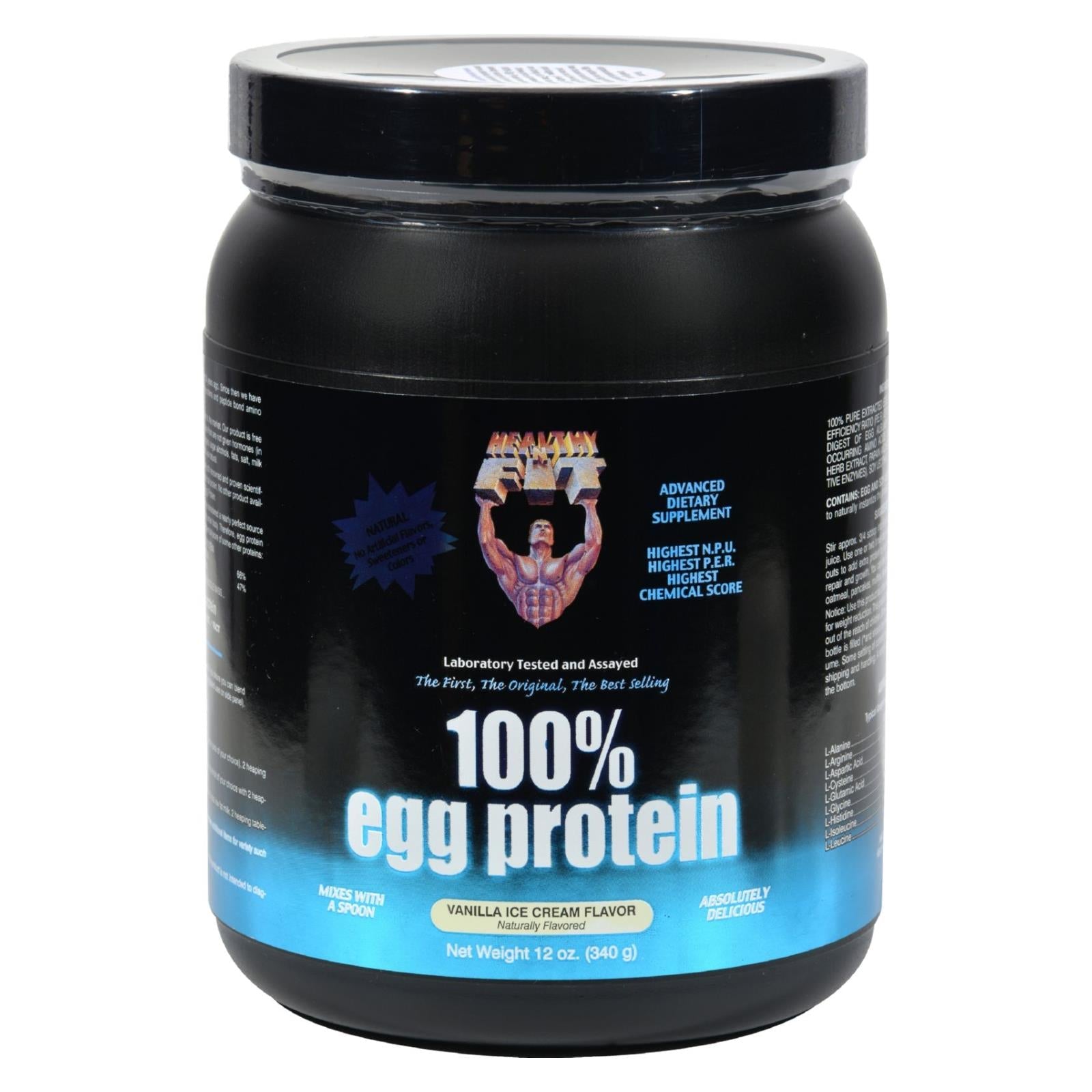 Helado de vainilla con 100 % proteína de huevo de Healthy 'n Fit Nutritionals - 12 oz