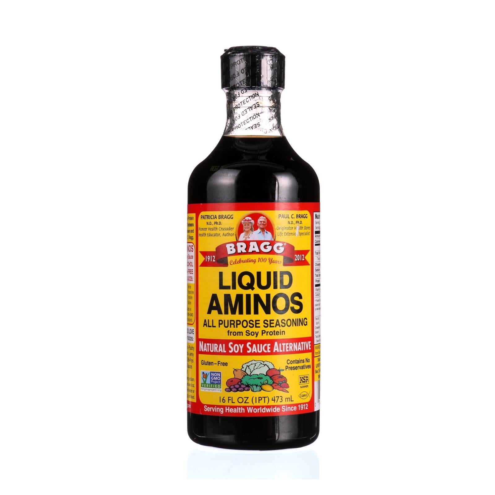 Condimento multiusos de aminoácidos líquidos orgánicos Bragg, paquete de 12 botellas de 16 oz