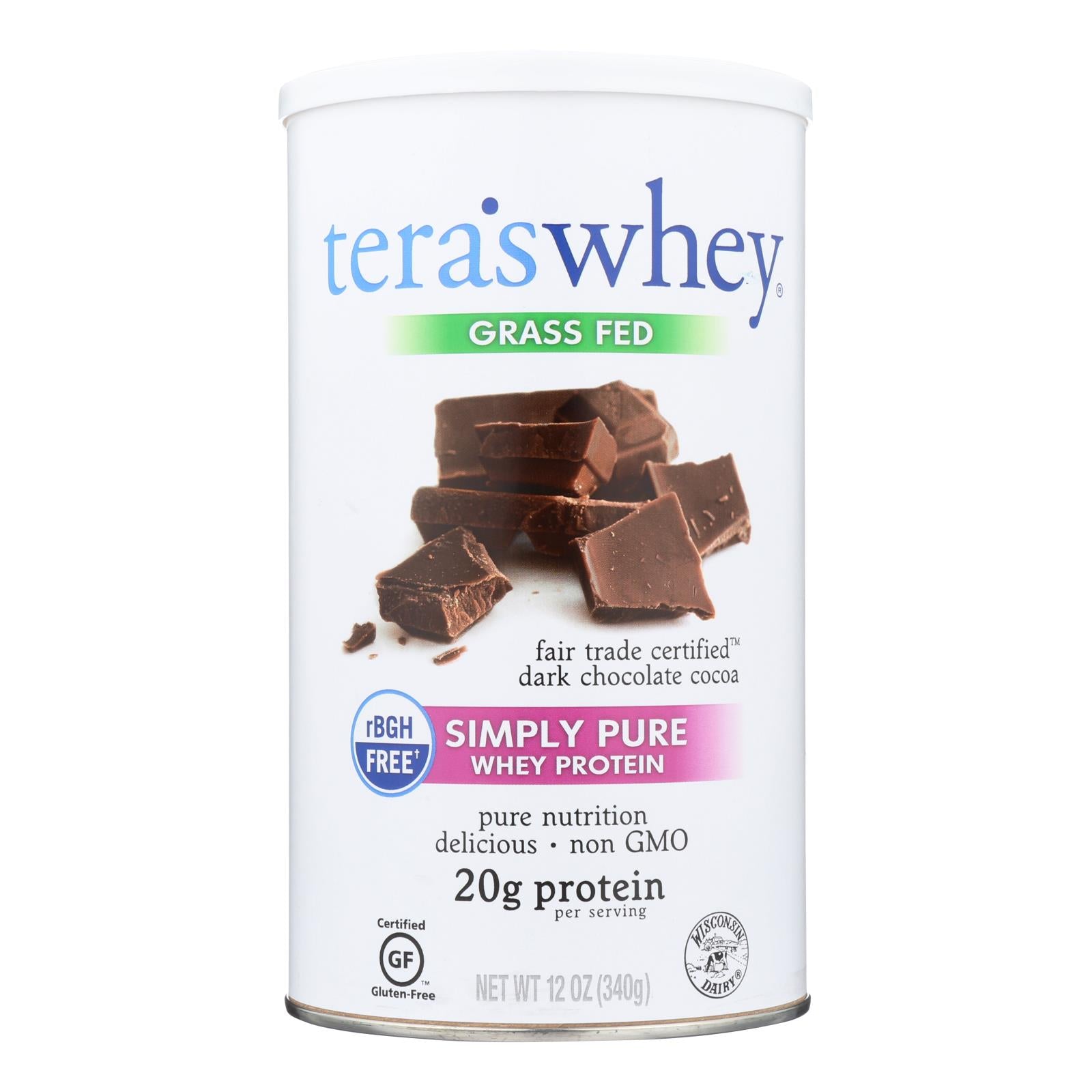 Proteína de suero de leche Tera's - Chocolate negro de comercio justo y sin RbGH (345 ml)