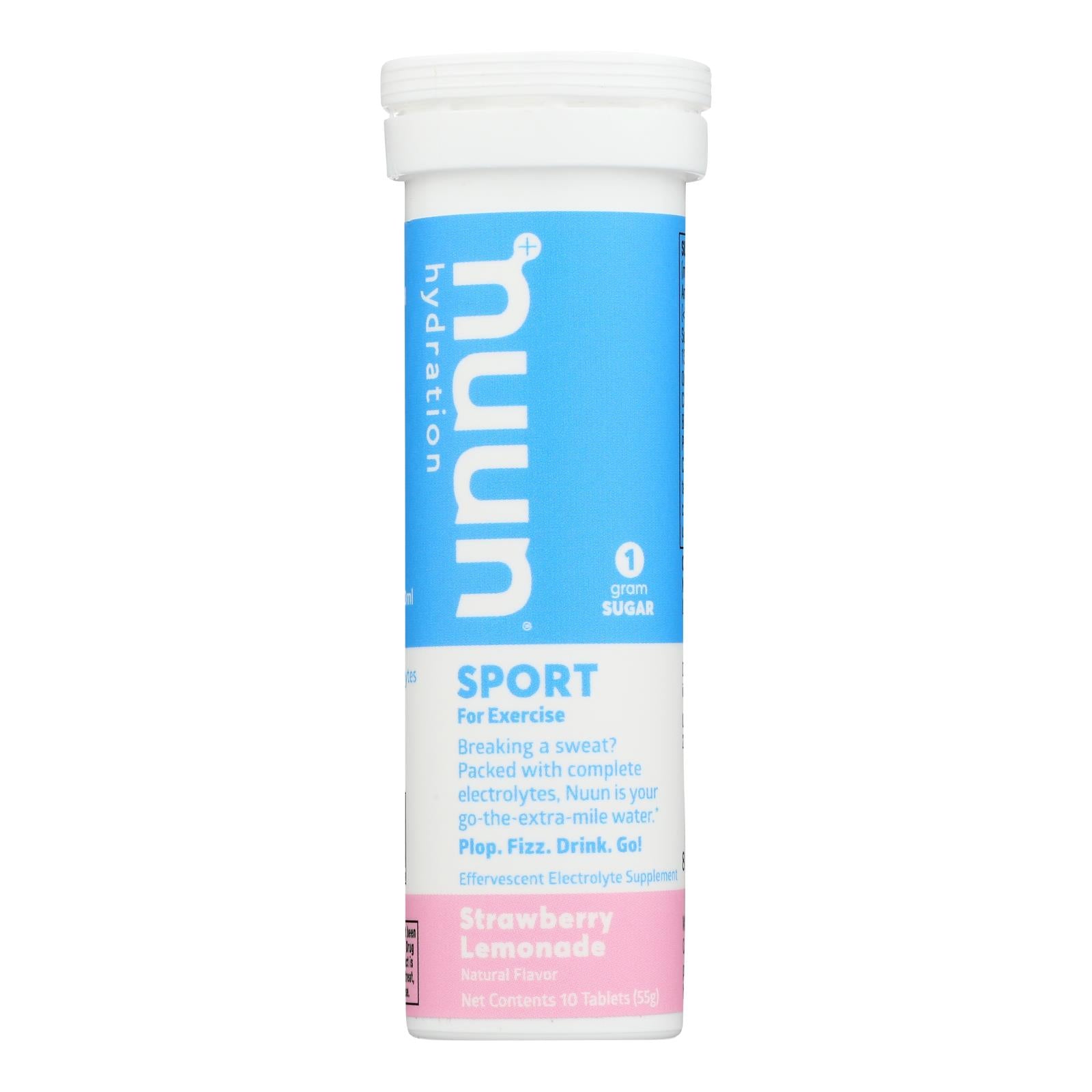 Comprimidos Nuun Active Hydration sabor limonada de fresa (paquete de 8, 10 comprimidos cada uno)