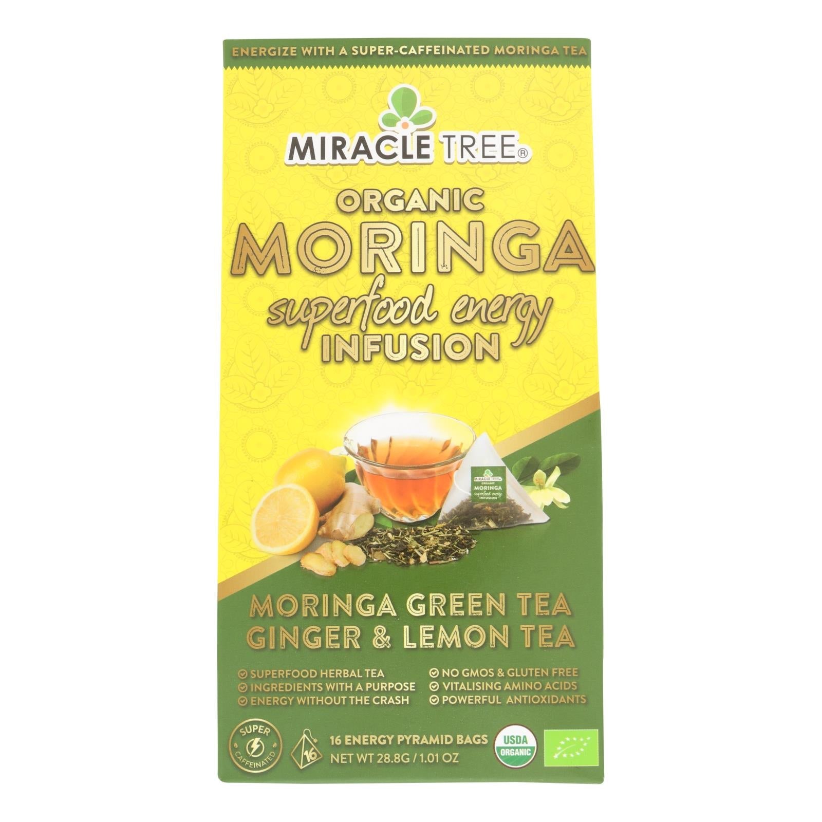 Té Miracle Tree, Moringa, Jengibre y Limón (Paquete de 5 - 16 unidades)