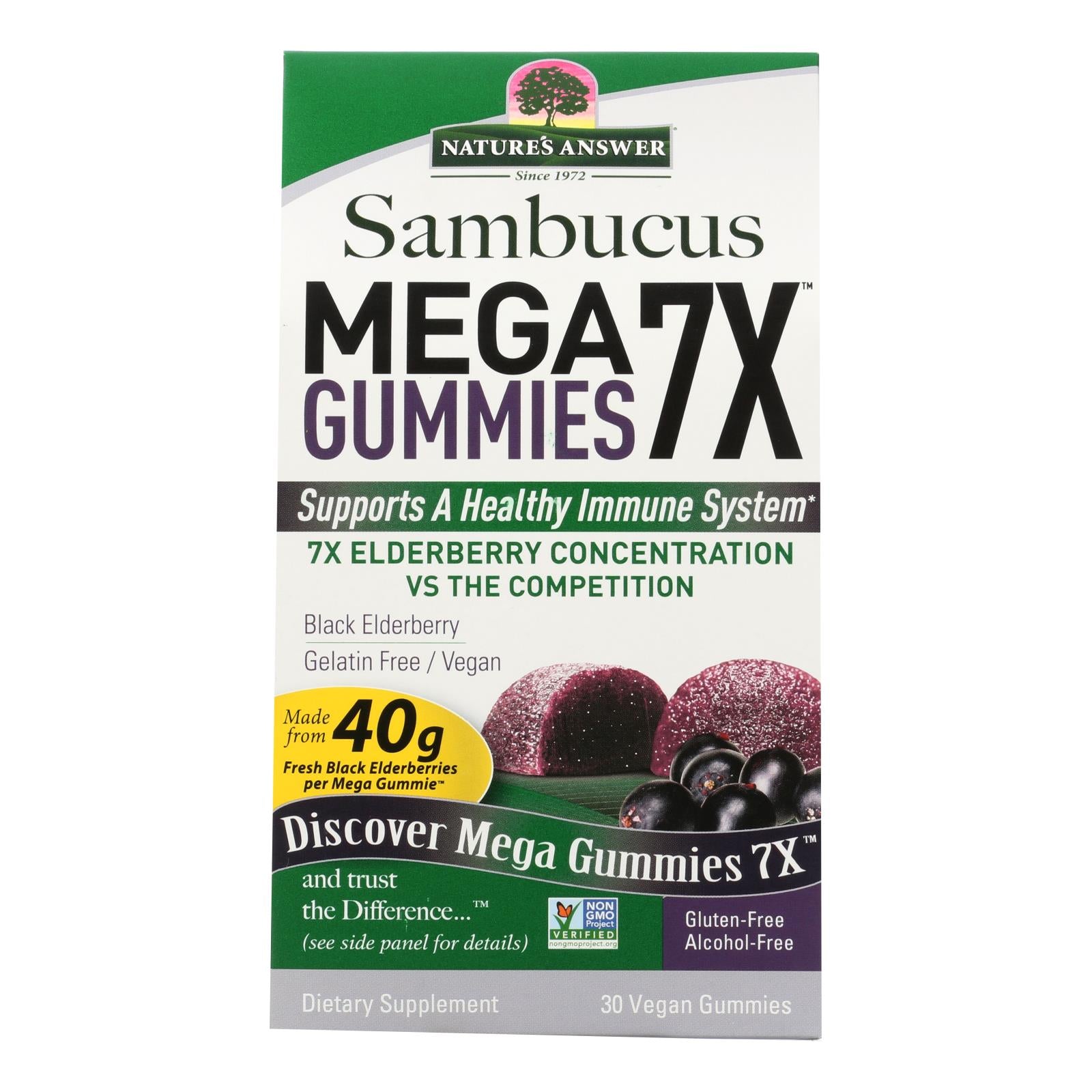 Gomitas de Sambucus Mega de Nature's Answer para 7 semanas (paquete de 7 x 30)