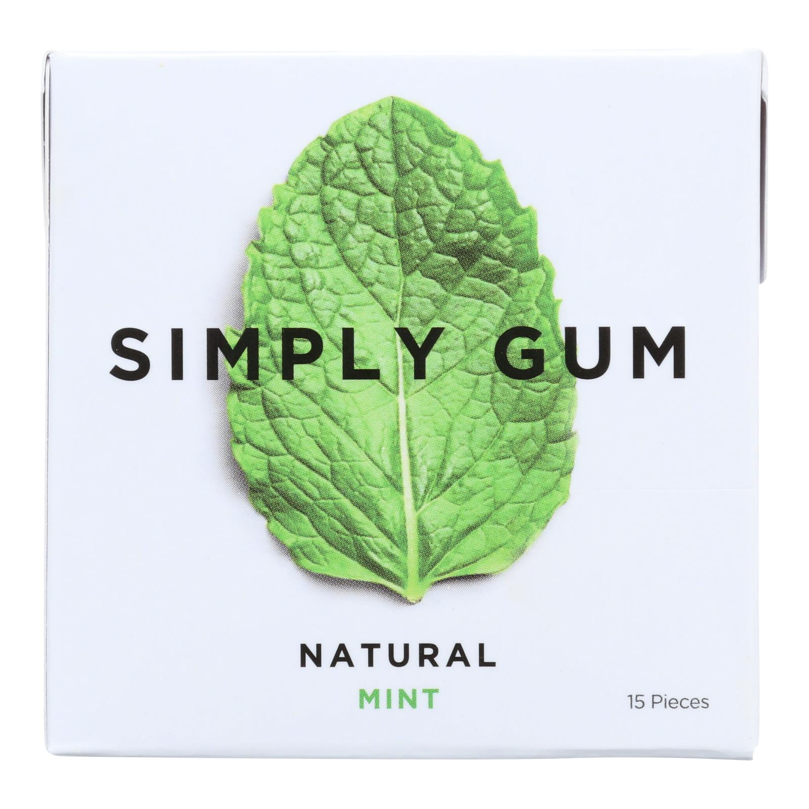 Chicle de menta totalmente natural Simply Gum (caja de 12) - Paquetes de 15 unidades