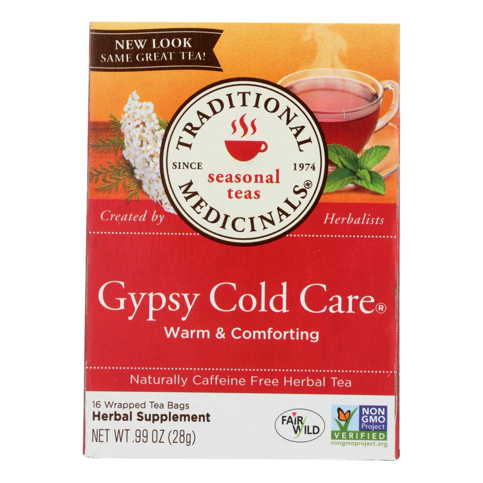 Té de hierbas Gypsy Cold Care de Traditional Medicinals - 16 bolsitas (paquete de 6) - Calma y alivia los síntomas del resfriado