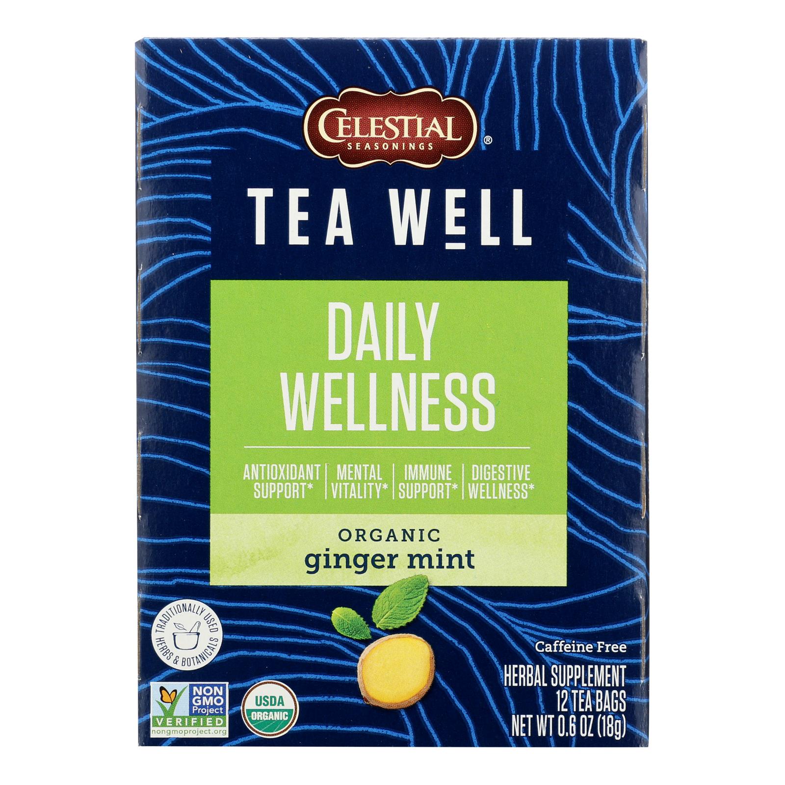 Té de jengibre y menta Teawell, 12 unidades (paquete de 6)