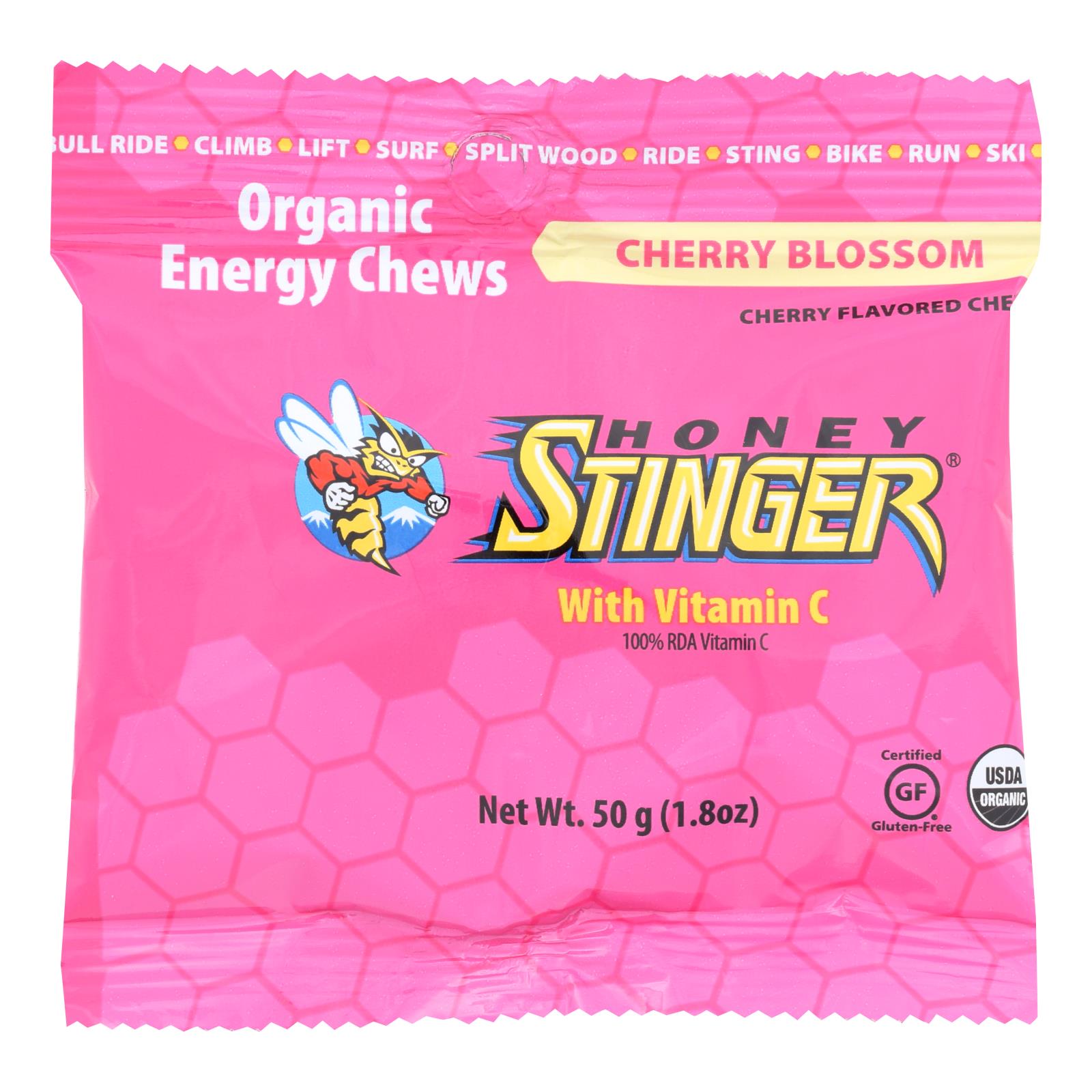 Masticables energéticos orgánicos Honey Stinger | Sabor a flor de cerezo | 50 g - Paquete de 12