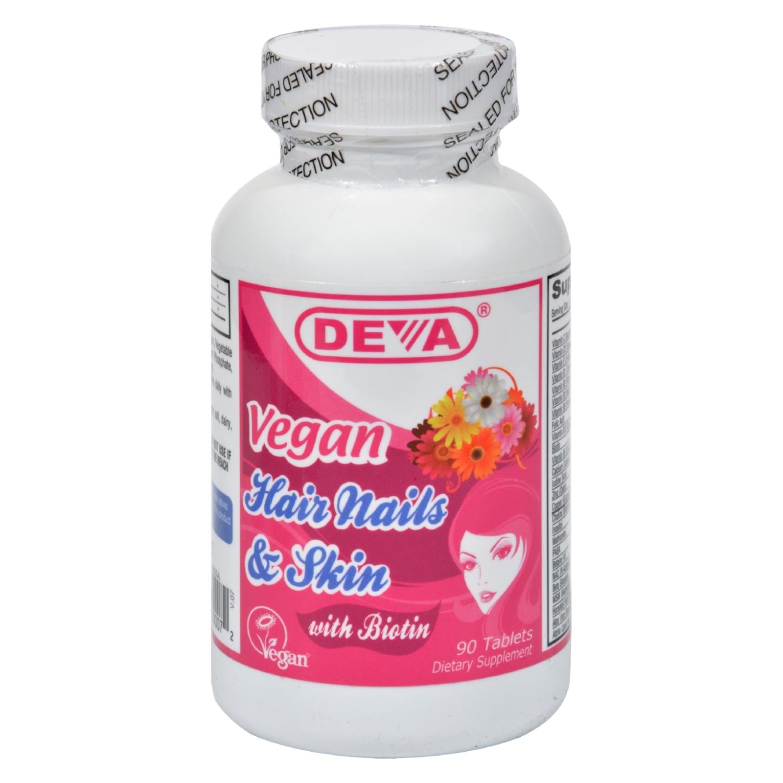 Vitaminas veganas Deva para un cabello, uñas y piel saludables, 90 comprimidos