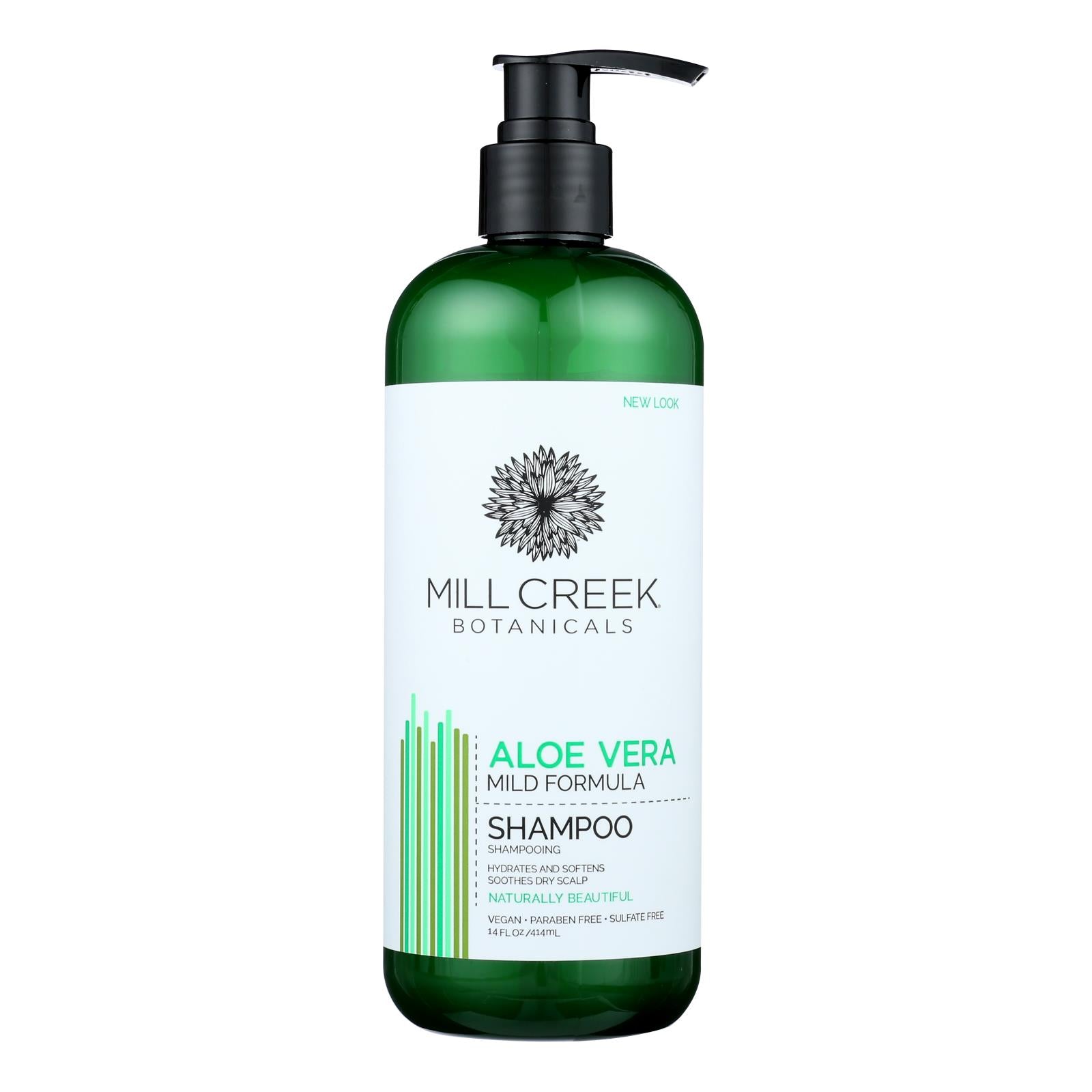 Champú hidratante y humectante con aloe vera de Mill Creek Botanicals - 14 onzas líquidas.