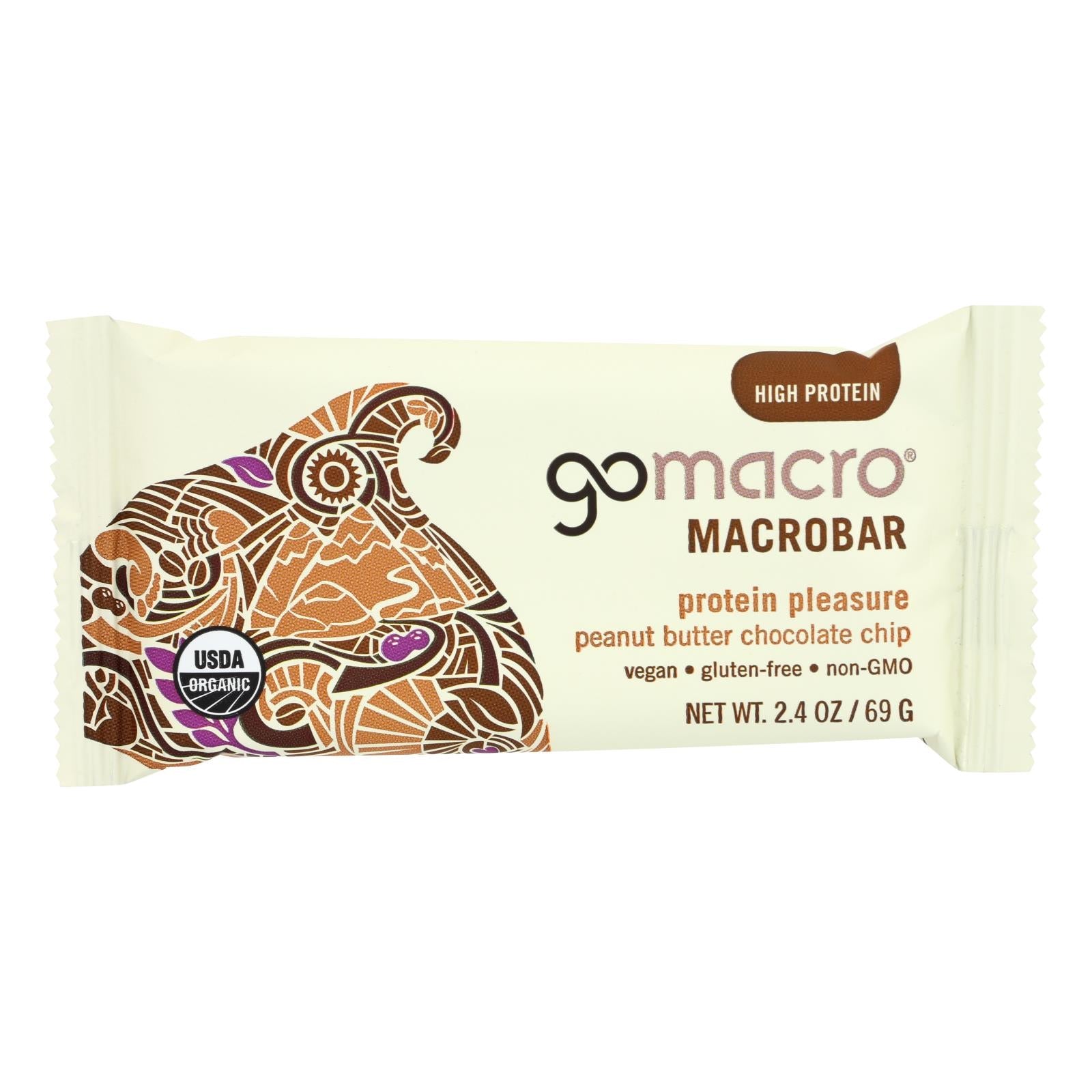 Barras orgánicas Macrobar de mantequilla de maní con chispas de chocolate (paquete de 12) de 2.5 oz