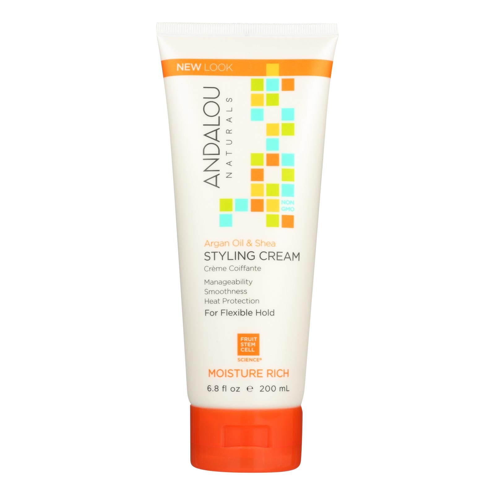 Crema para peinar Andalou Naturals enriquecida con aceite de argán y manteca de karité (190 ml)