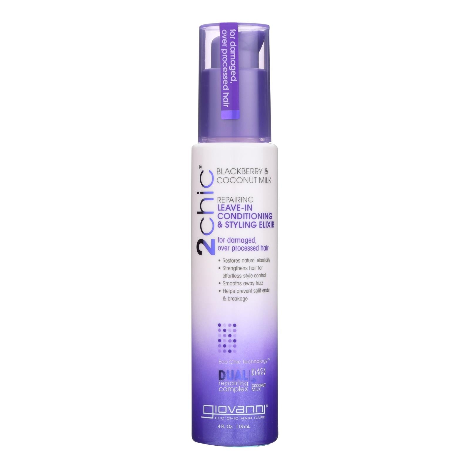 Acondicionador sin enjuague Giovanni Blackberry Coconut Repair Elixir - 4 oz 