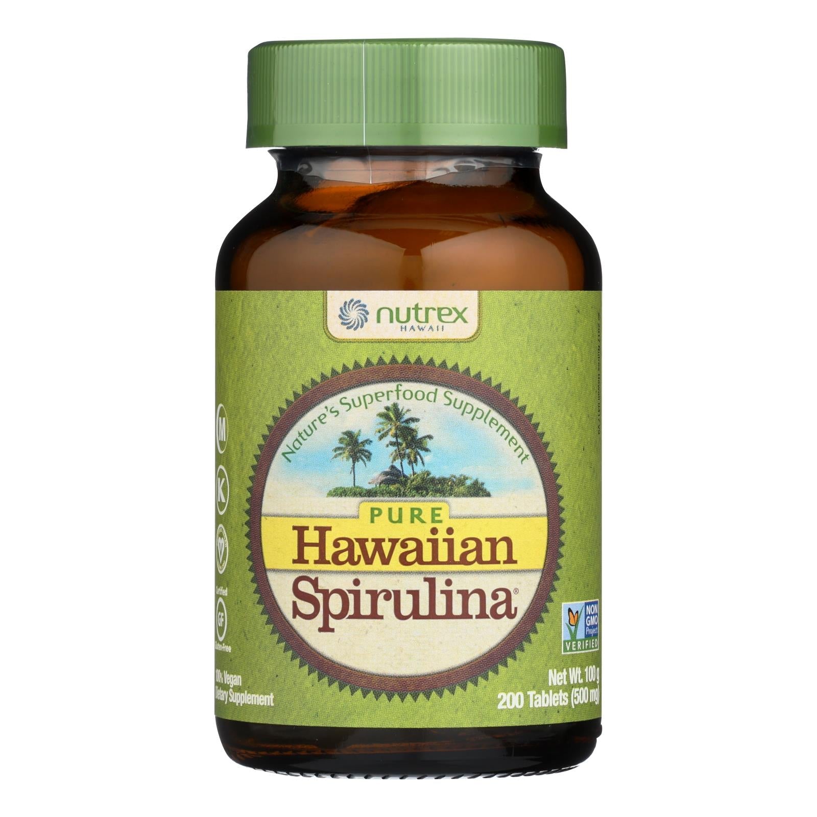 Espirulina Pacifica Hawaiana Pura de Nutrex Hawaii - 200 Tabletas de 500 mg