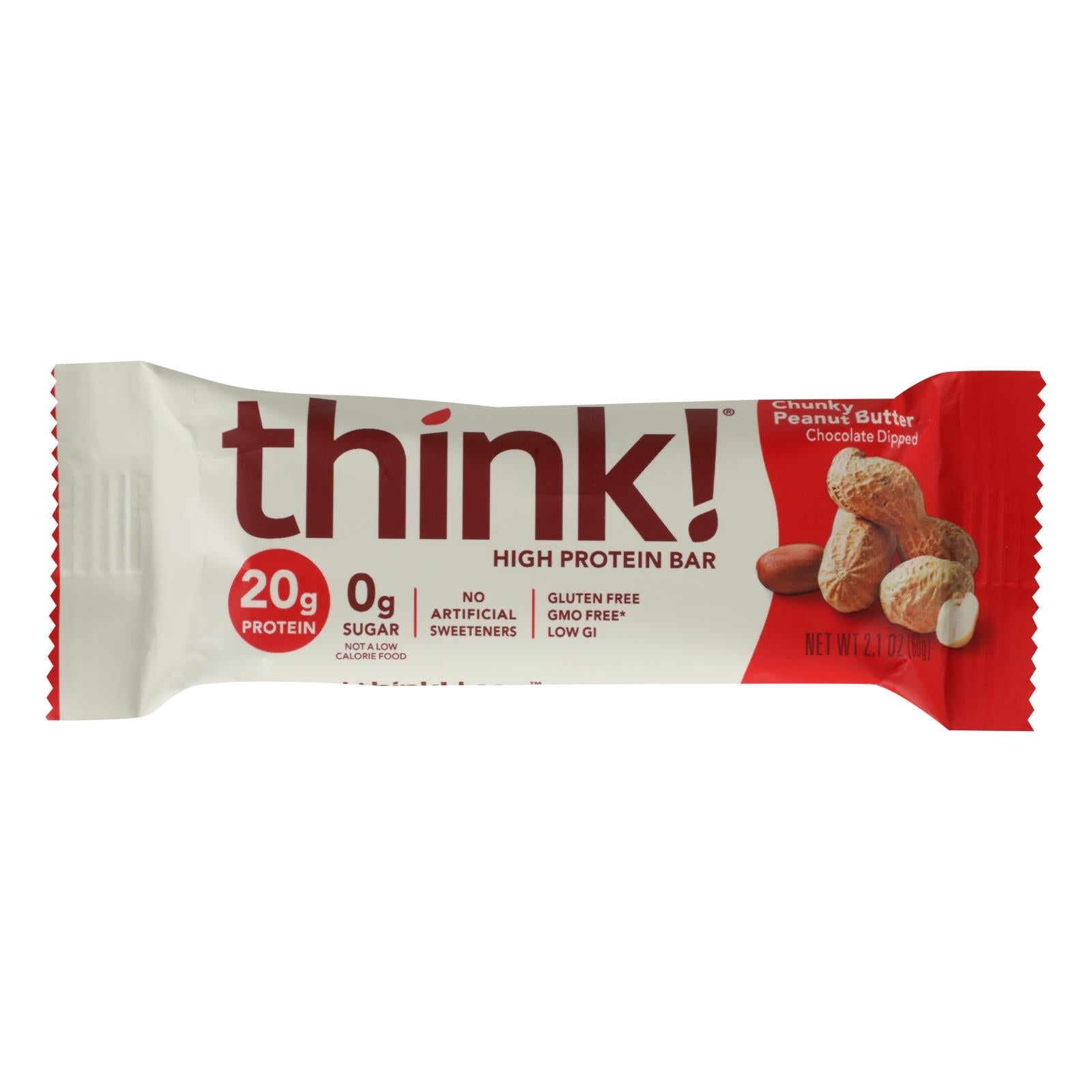 Mantequilla de maní en barras finas y gruesas Think Products (paquete de 10 - 2,1 oz)
