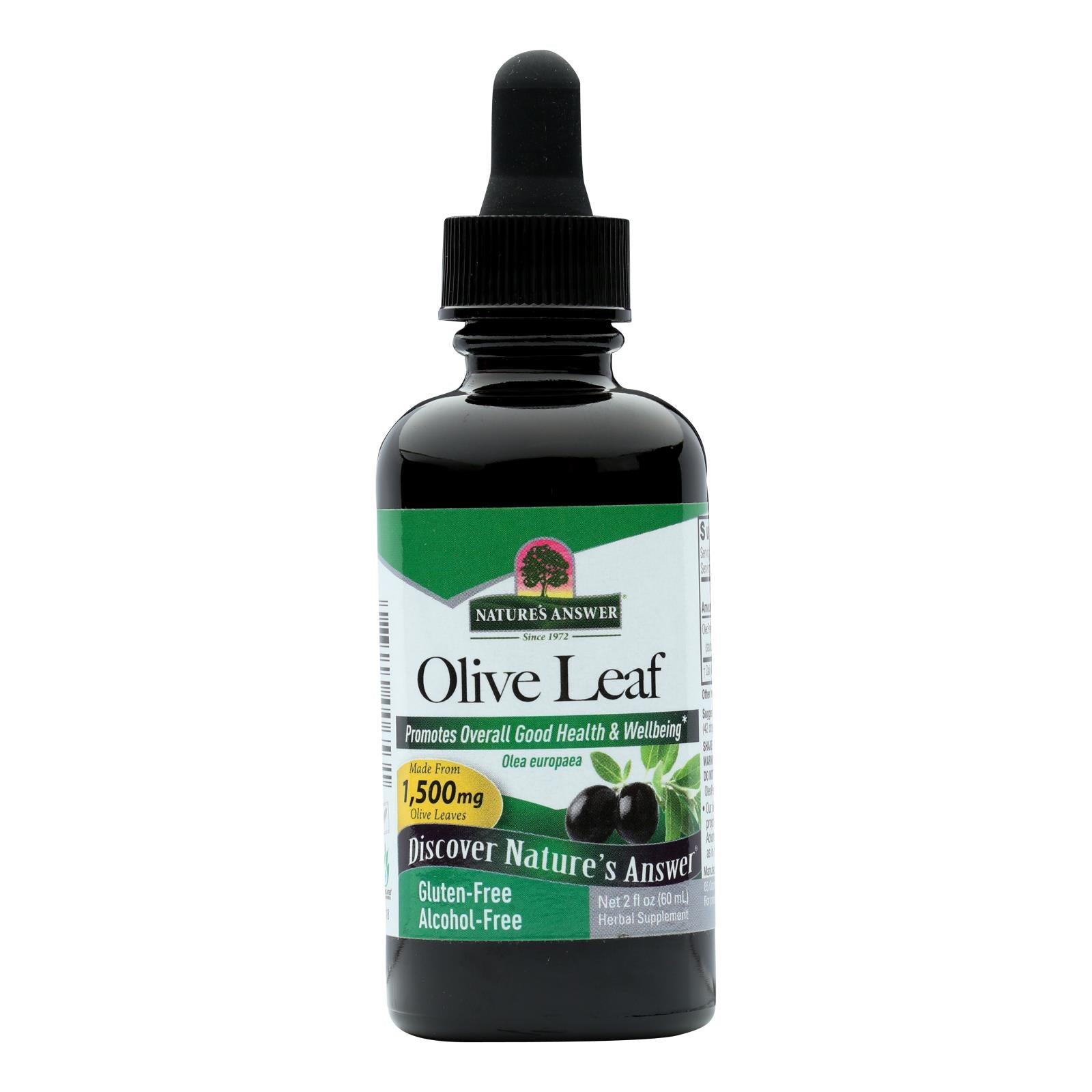 Extracto líquido de hoja de olivo de oleopeína de alta potencia de Nature's Answer - Sin alcohol - 56 ml 