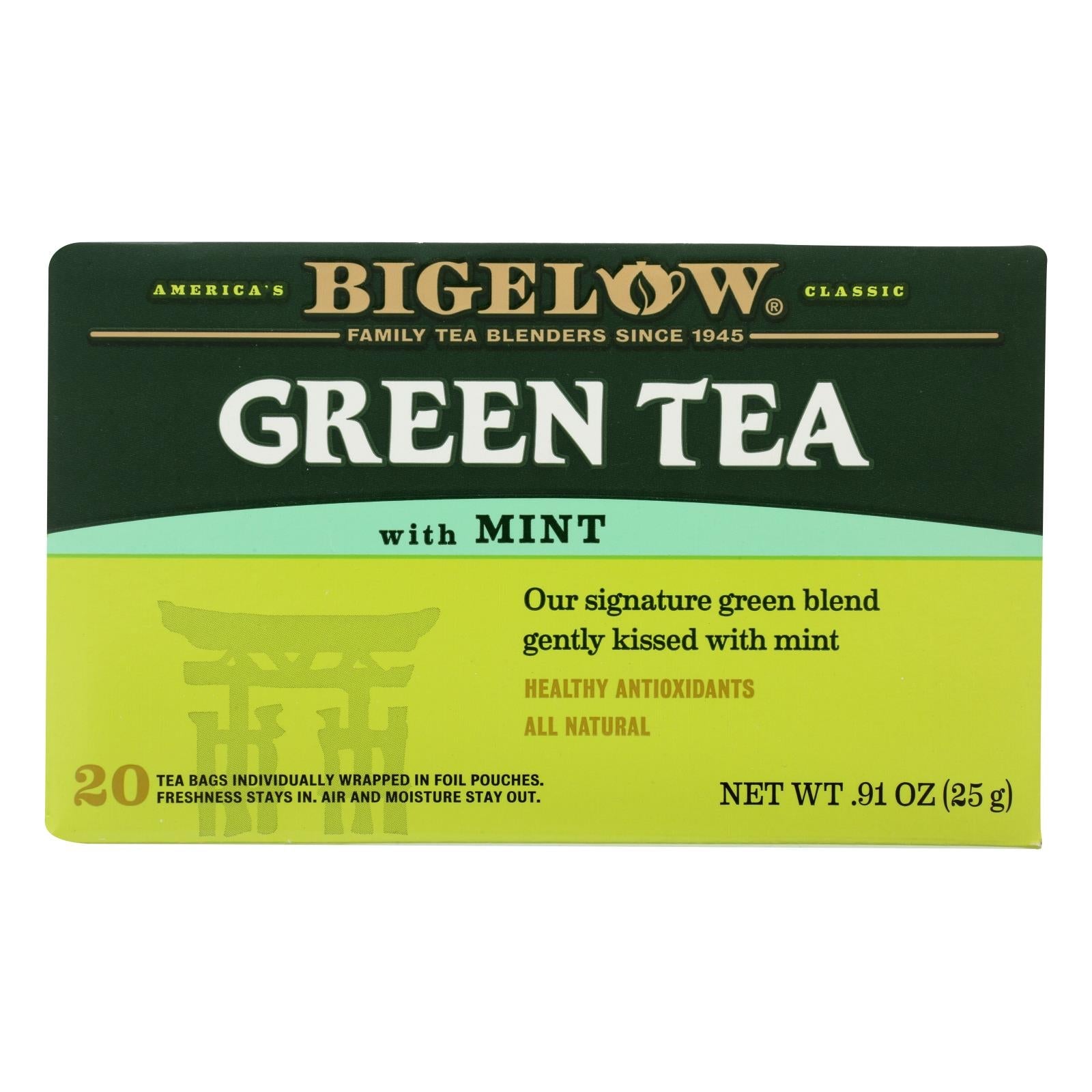 Té verde clásico Bigelow con menta refrescante (paquete de 6 - 20 bolsitas de té) 