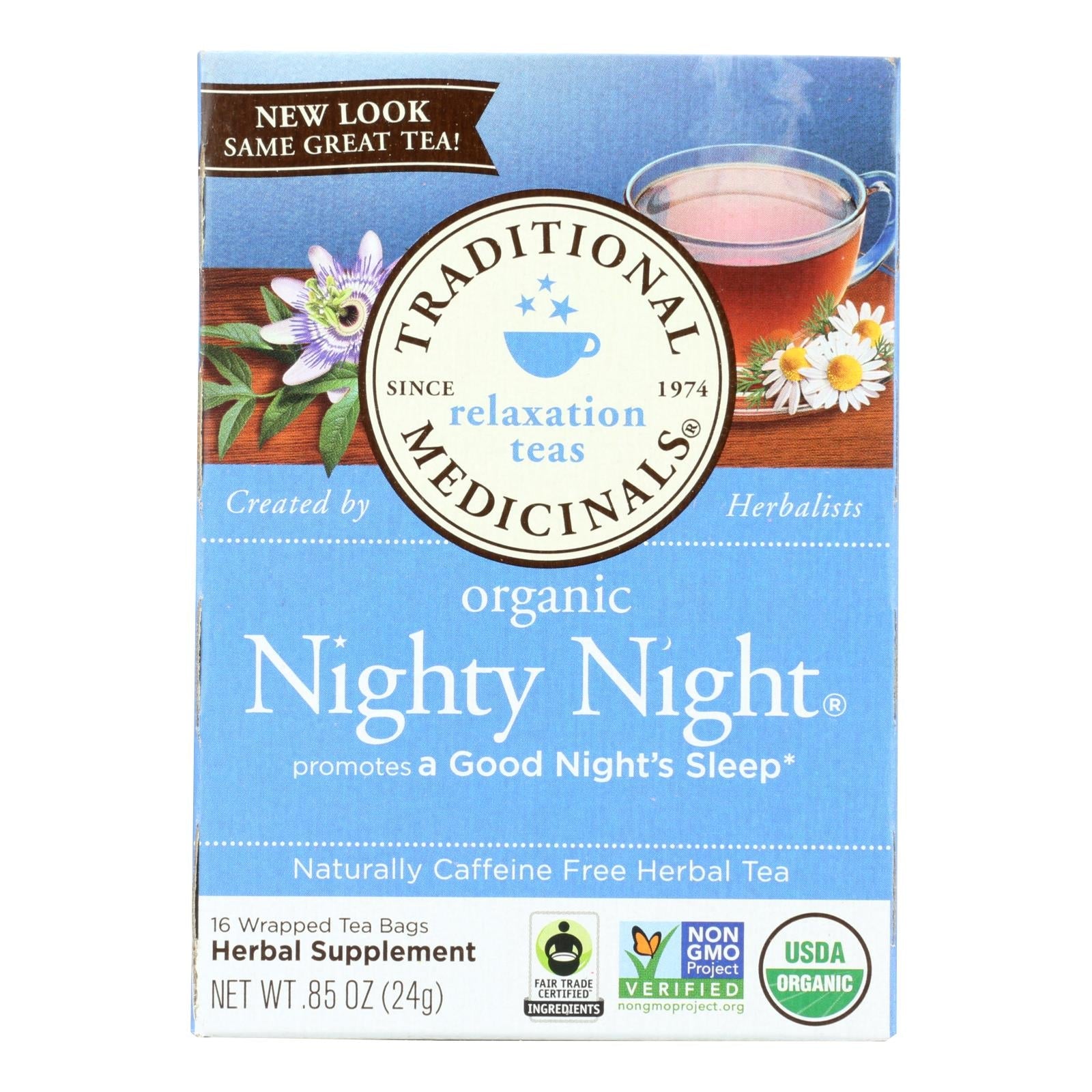Té de hierbas orgánico Nighty Night de Traditional Medicinals, 16 bolsitas por caja (paquete de 6)
