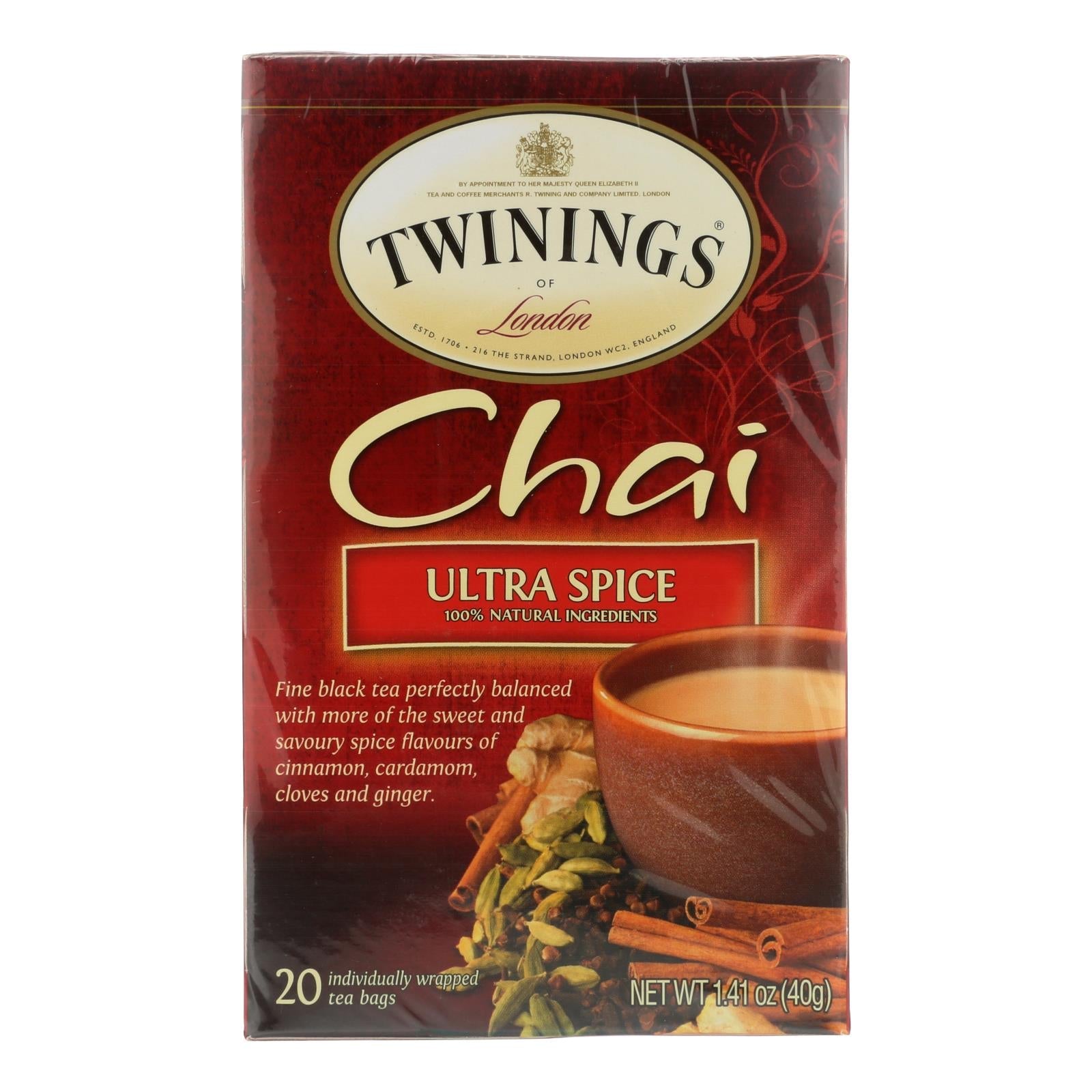 Té Chai Twinings Ultra Spice (6 bolsitas de té de 20 unidades)