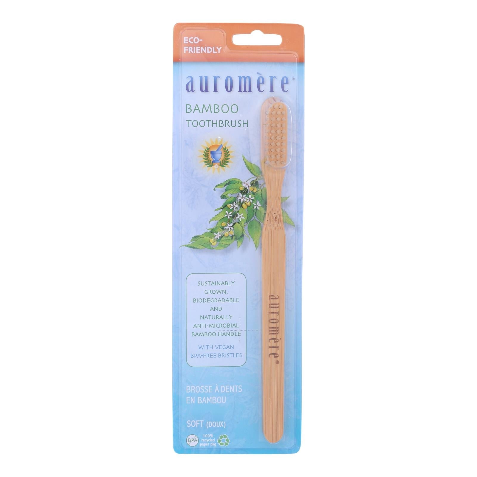 Cepillo de dientes de bambú sostenible Auromere, paquete de 6 