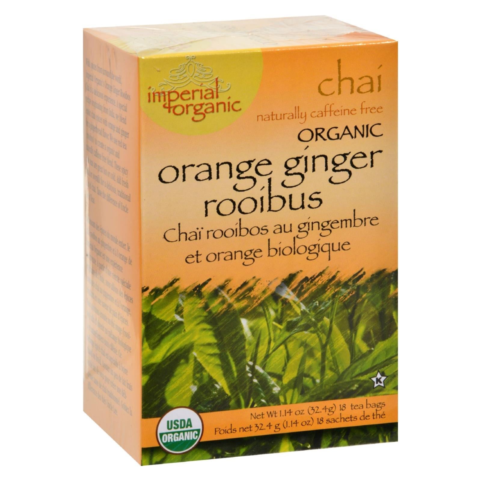 Té chai rooibos orgánico de naranja y jengibre del tío Lee (paquete de 18)