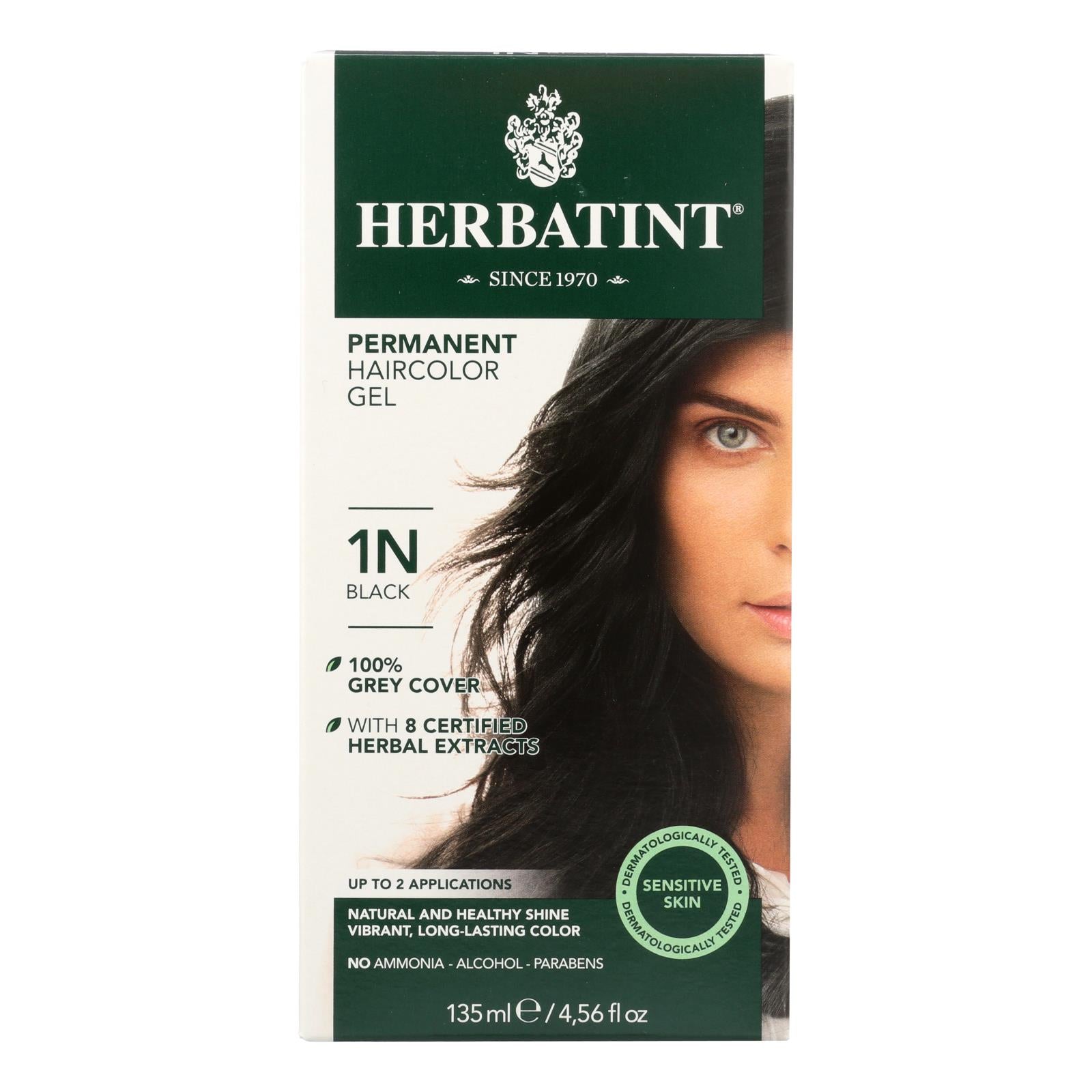 Tinte permanente en gel a base de hierbas Herbatint, negro - 135 ml