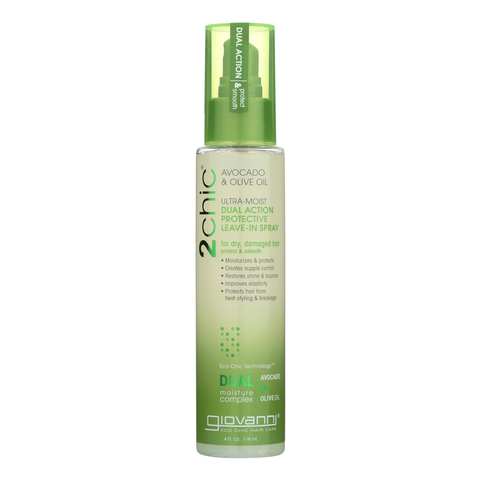 Acondicionador en aerosol sin enjuague Giovanni 2chic de aguacate y aceite de oliva (paquete de 113 ml)