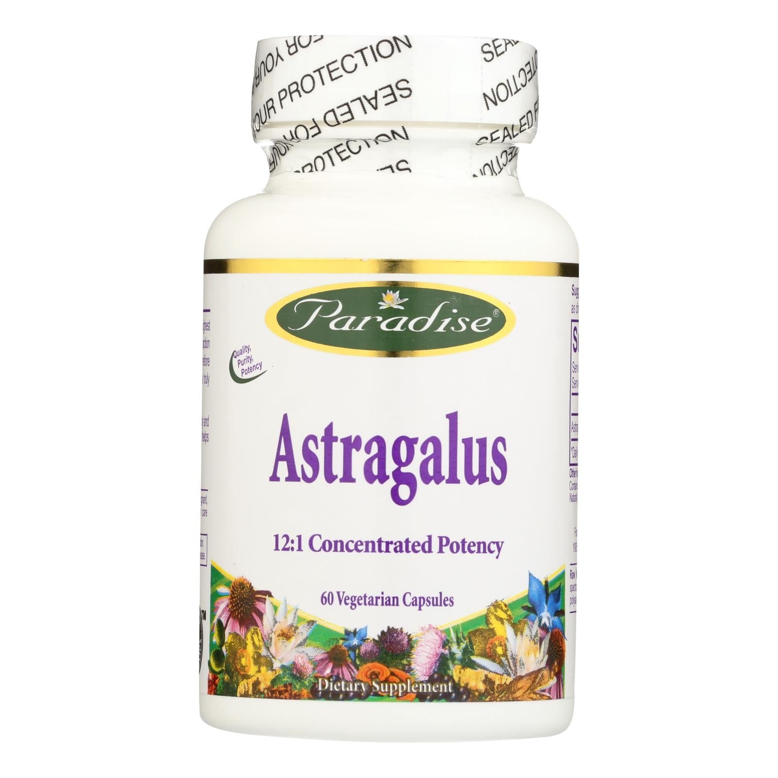 Cápsulas vegetarianas de astrágalo Paradise Herbs, paquete de 60