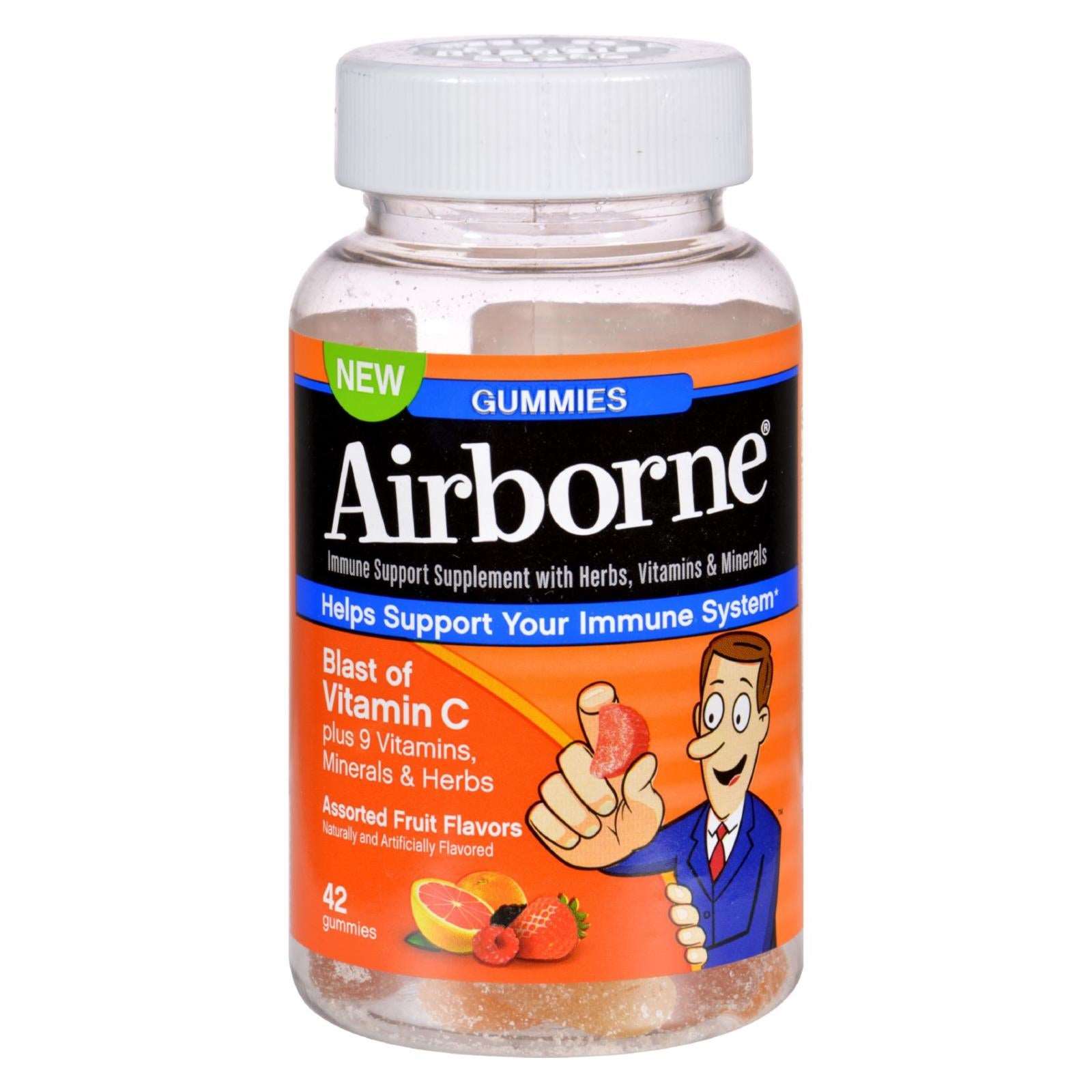 Gomitas Airborne para adultos: Refuerzo inmunitario con 42 sabores de frutas surtidos