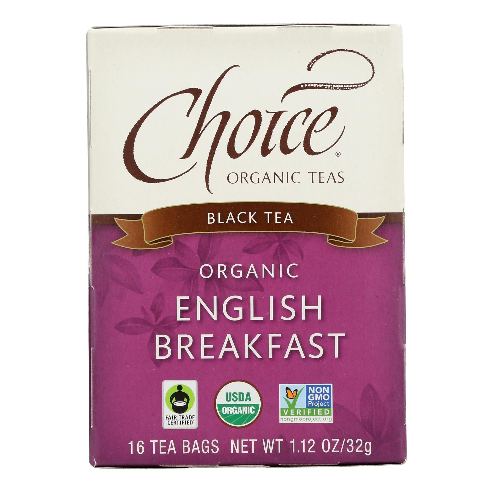 Té English Breakfast de Choice Organic Teas - 16 bolsitas (paquete de 6)