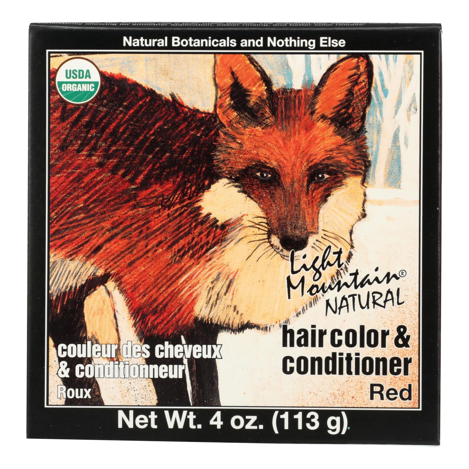 Tinte y acondicionador orgánico para el cabello Light Mountain (113 g, rojo)