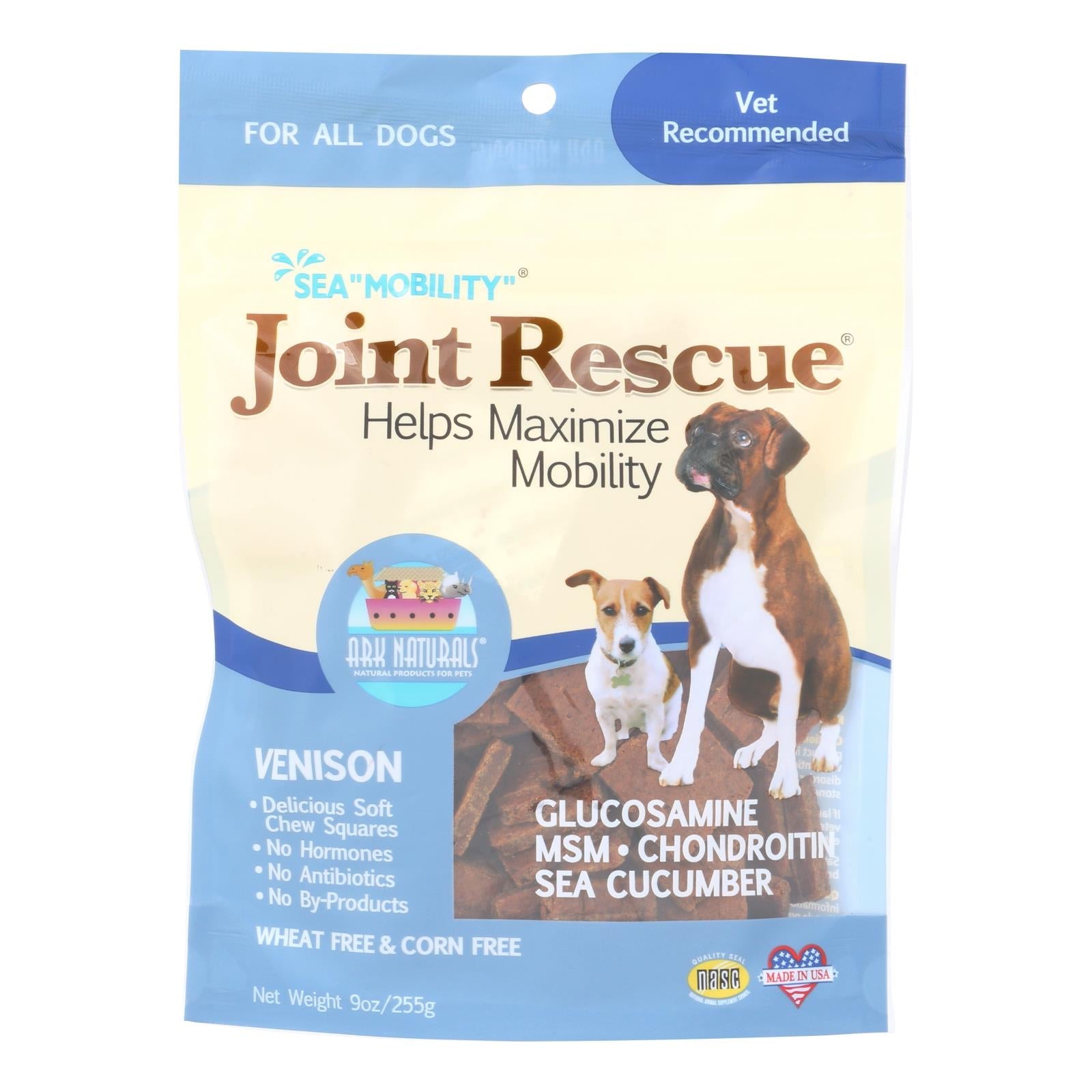 Ark Naturals Sea Mobility Joint Rescue Venison Jerky - 9 oz Apoyo articular para perros